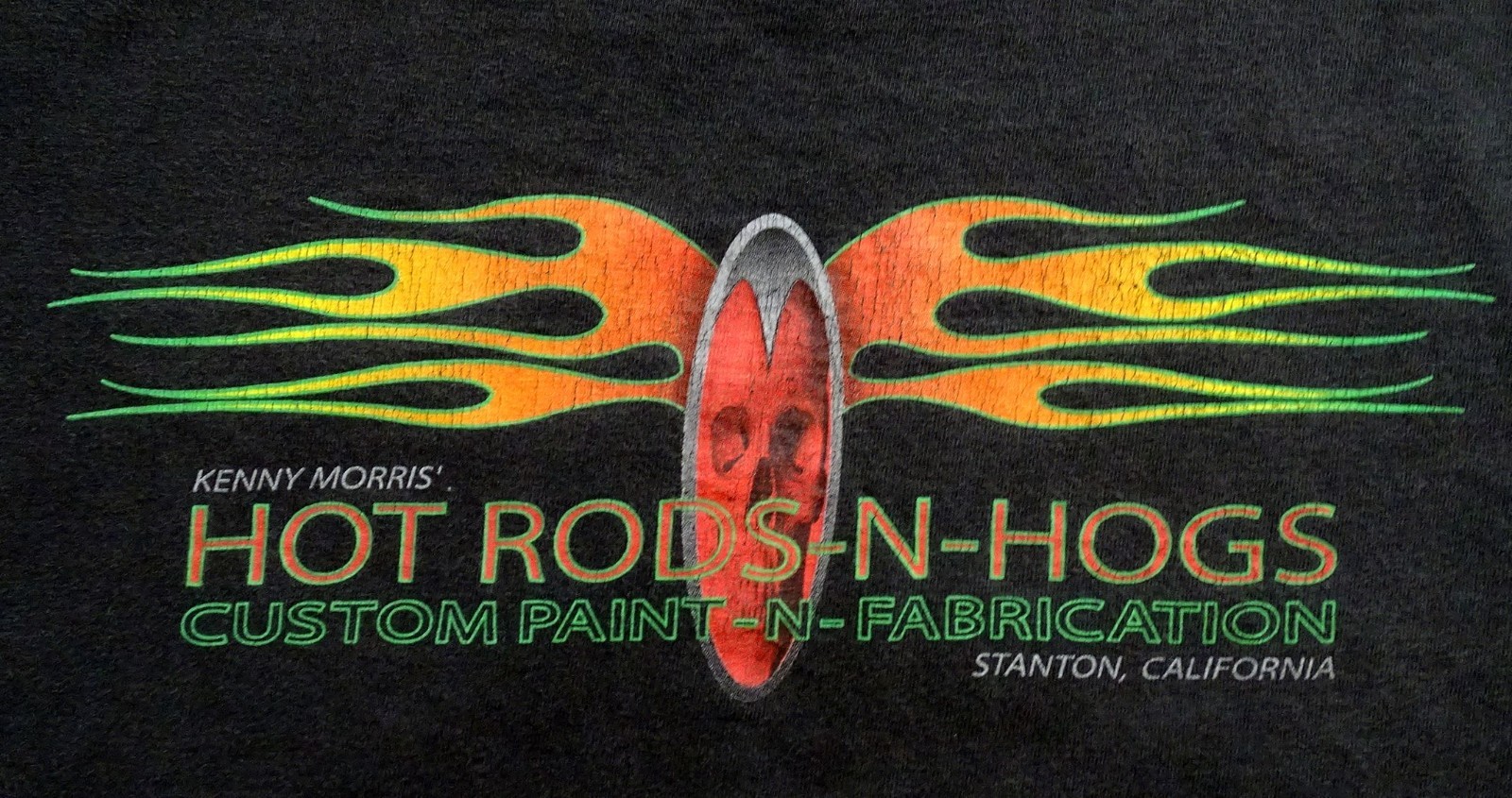 2XL T-Shirt HOT RODS-N-HOGS Custom Paint Stanton CA Faded Black Well Broken-In
