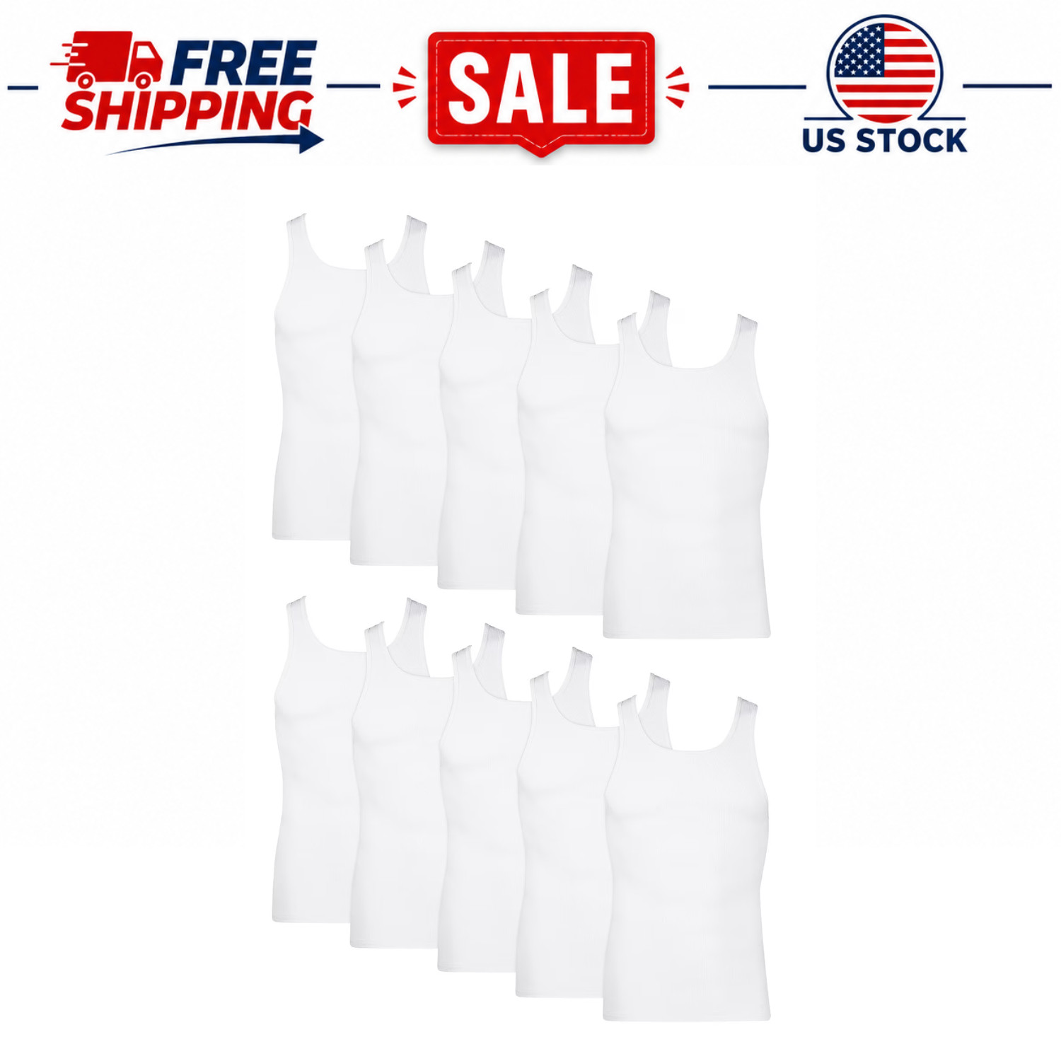 Hanes Men’s Tank Tops Undershirt Moisture Wicking Cotton Ribbed, White – 10 Pack
