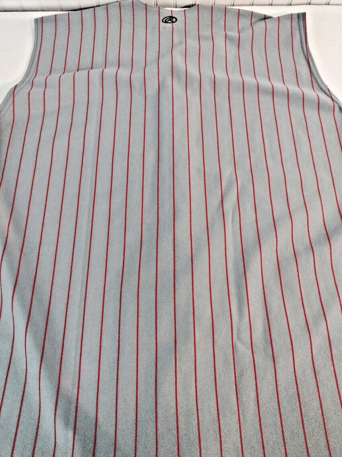 Rawlings Baseball Jersey Gray With Red Stripes Mens Size 2XL Sleeveless Striped