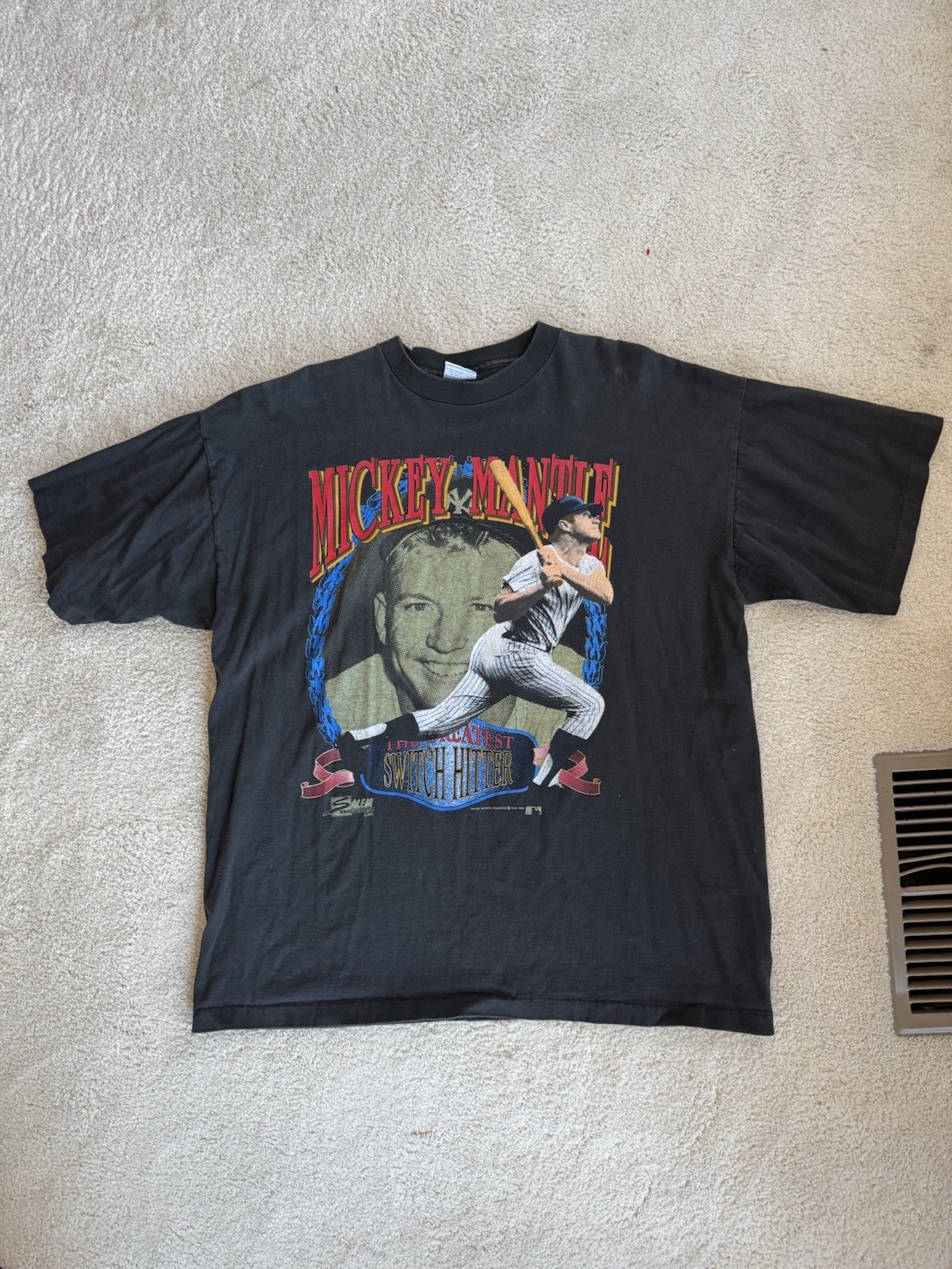1990s Salem Sportswear XL Mickey Mantle NY Yankees T Shirt