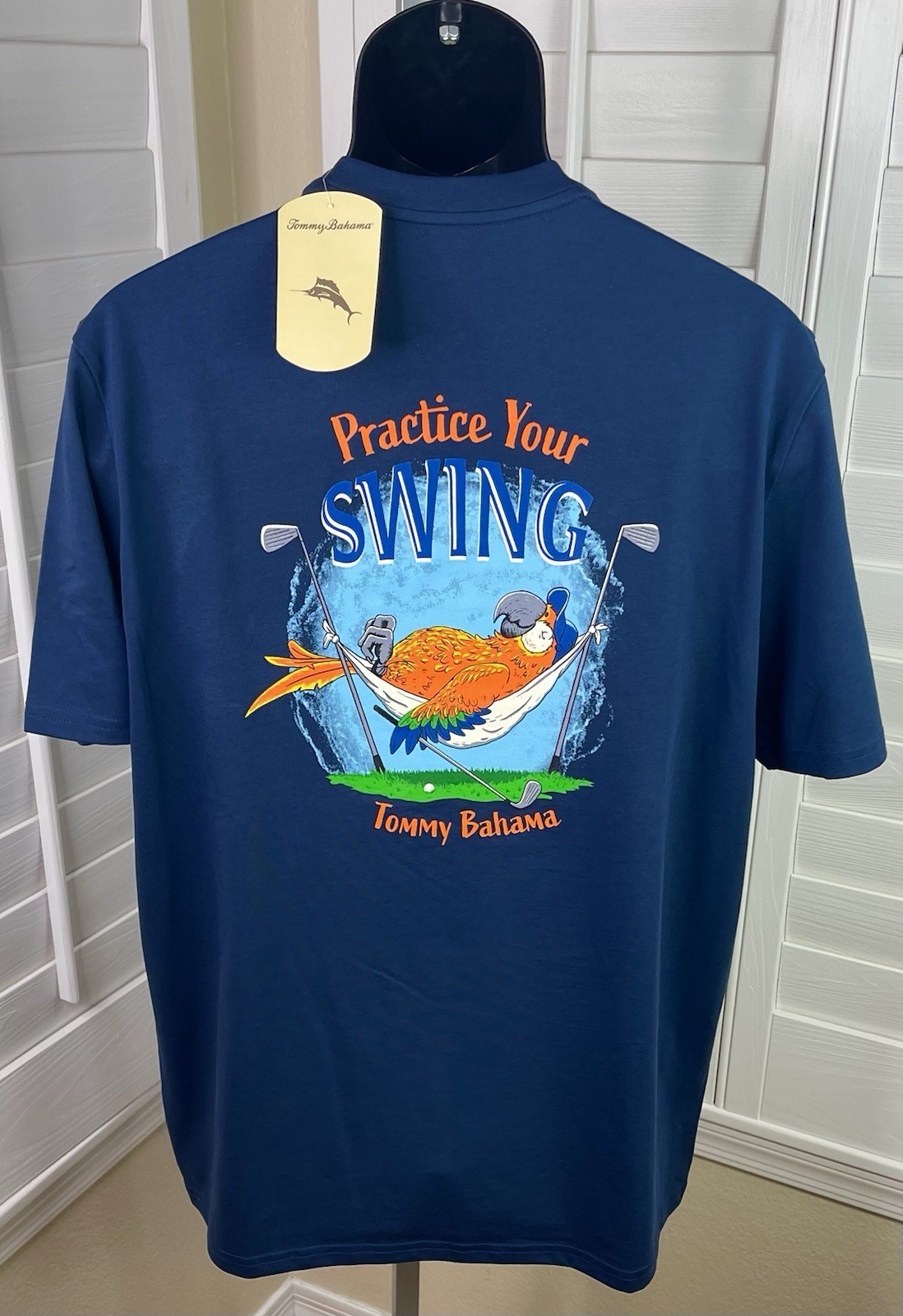 Tommy Bahama ‘Practice Your Swing’ Navy T-Shirt ST227017TX, Men’s M – NWT $49.50