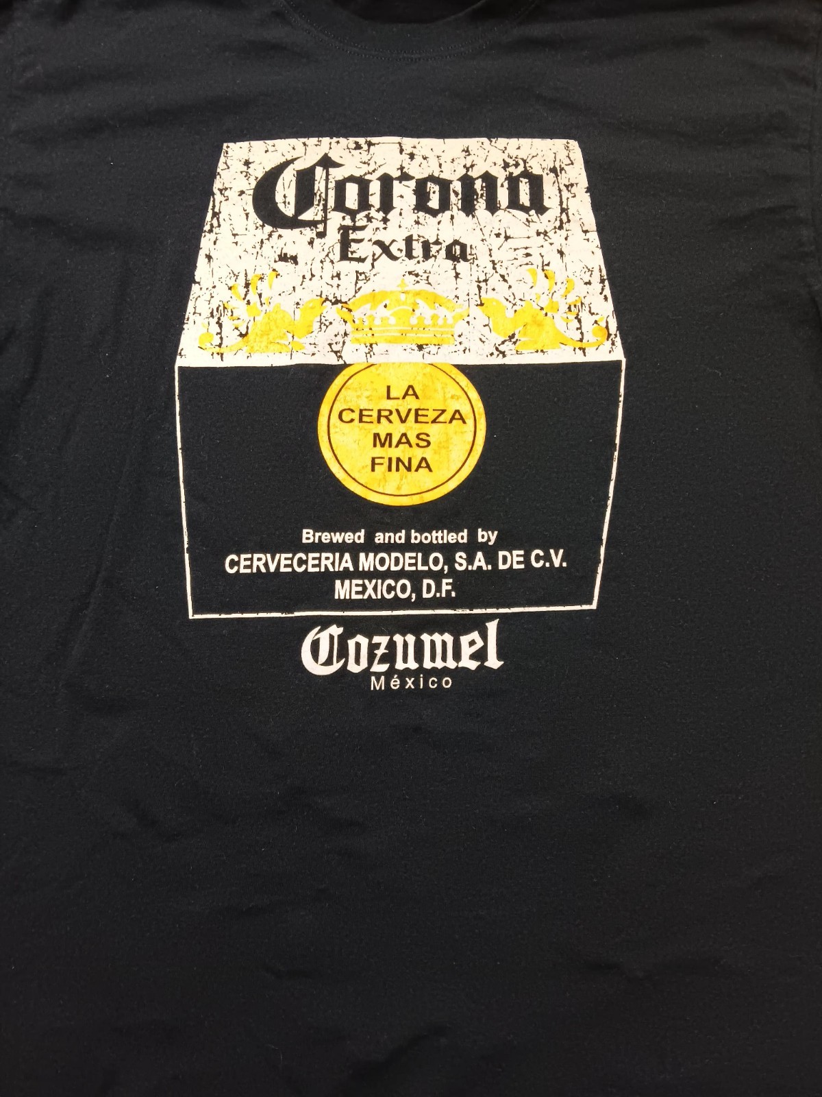Corona Yazbek tag T-Shirt Dark Blue Cozumel Mexico 100% Cotton Size Large
