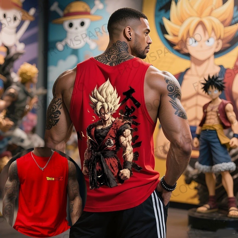 Ball Goku Anime Printed Pure Cotton Tank Top American Men’s and