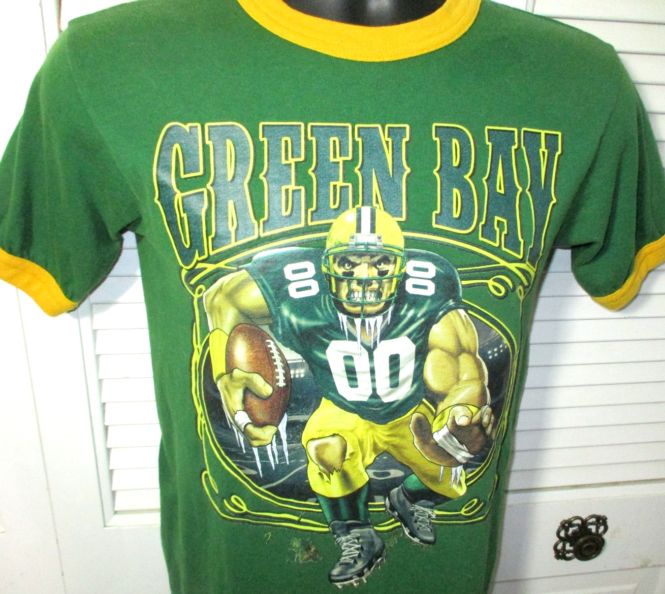 Vtg GREEN BAY PACKERS Ringer T-Shirt~Augusta Sportswear~Men’s S (XS-S)~Used