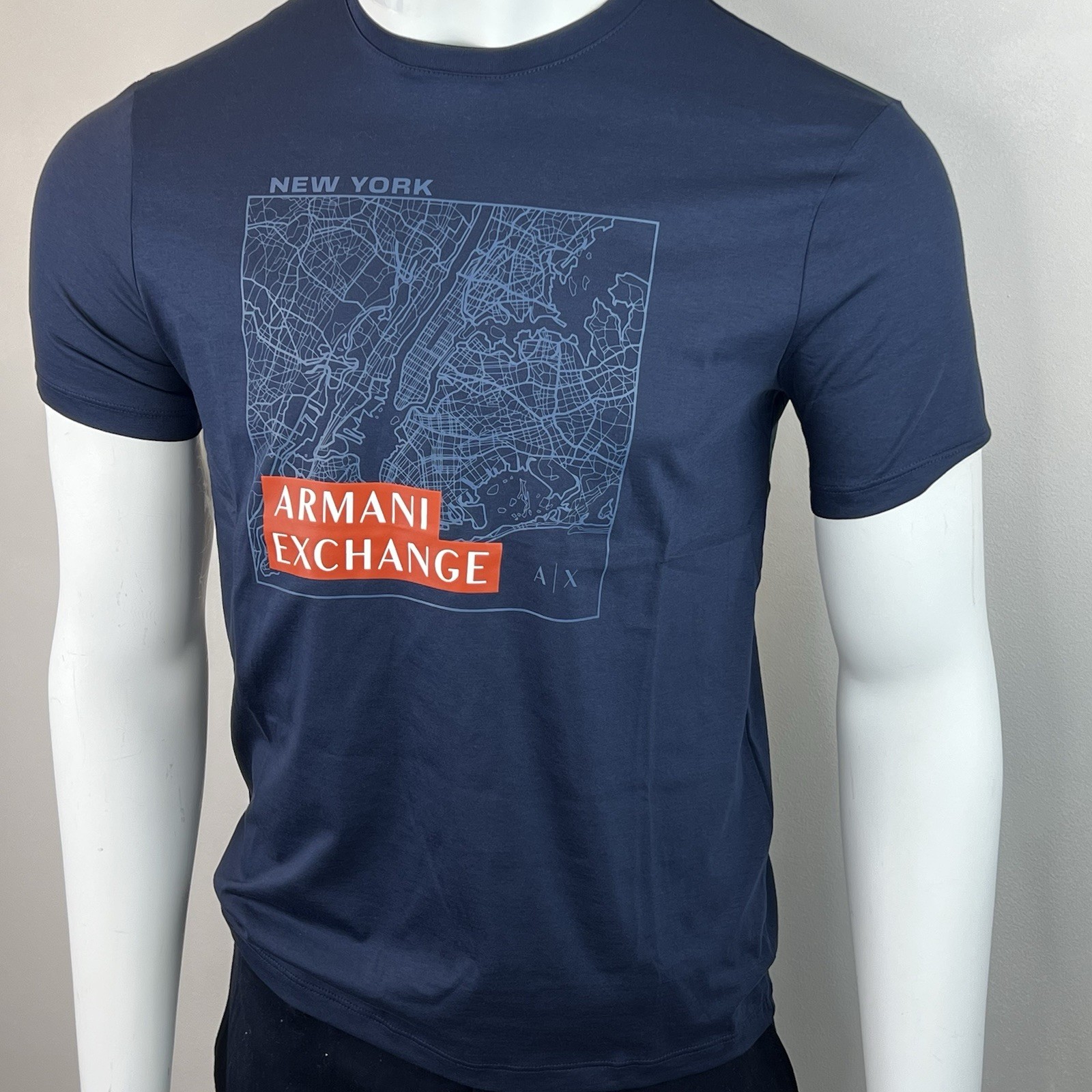 Armani Exchange Men’s Crewneck Short Sleeve Pima Regular Fit T-shirt Navy Logo