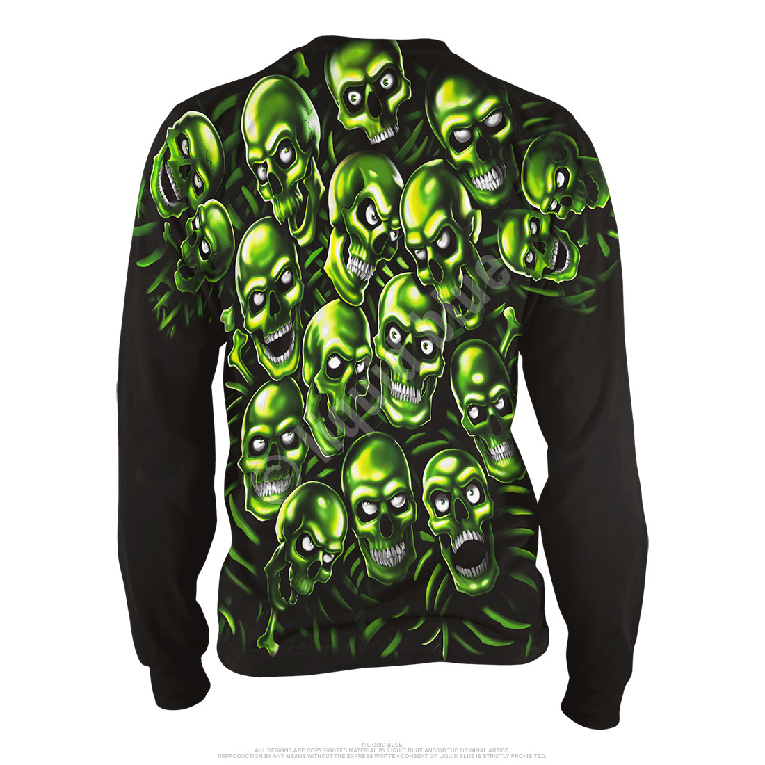 JUICY J STAY FLY-SKULL PILE-GLOWS IN DARK-Long Sleeve 2 Sided SHIRT Sz M- L RARE