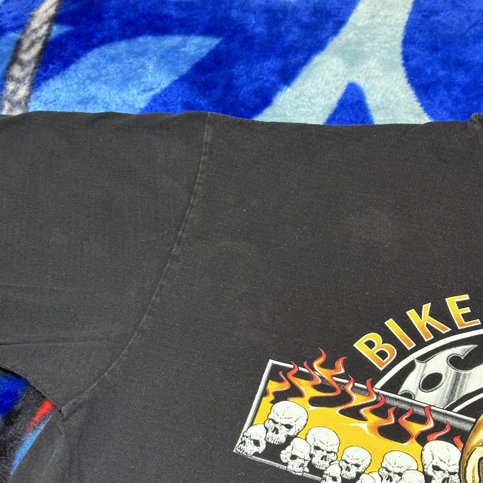 Vintage 2000s Bike Week Daytona Florida Flaming Skulls Faded Black T-Shirt Sz XL