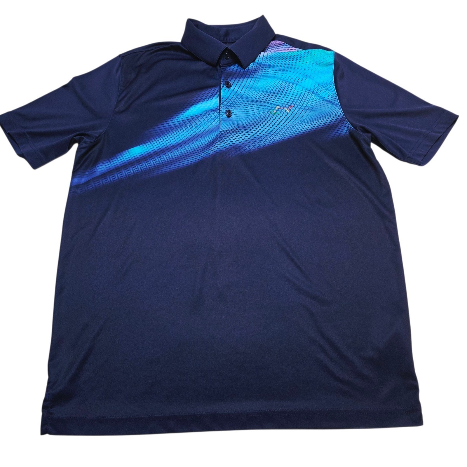 Greg Norman Blue Golf Casual Polo PlayDry Polyester Short Sleeve Men’s Medium