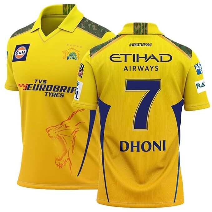 High Quality Polyester Sports T-Shirt CSK Jersey Dhoni 7 Regular Fit