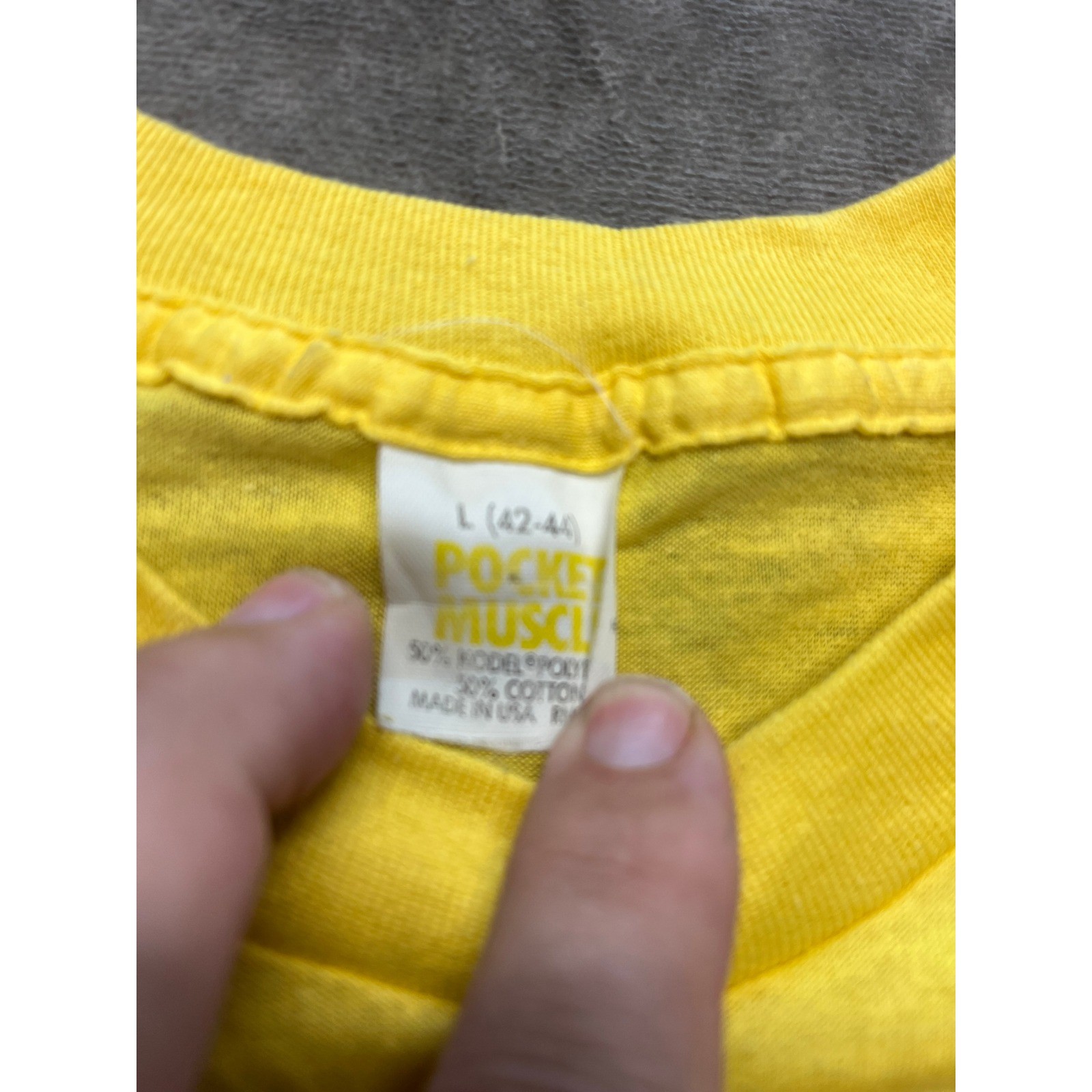 Pocket Muscle Yellow Sleeveless Tank Top Pocket T Shirt Mens L