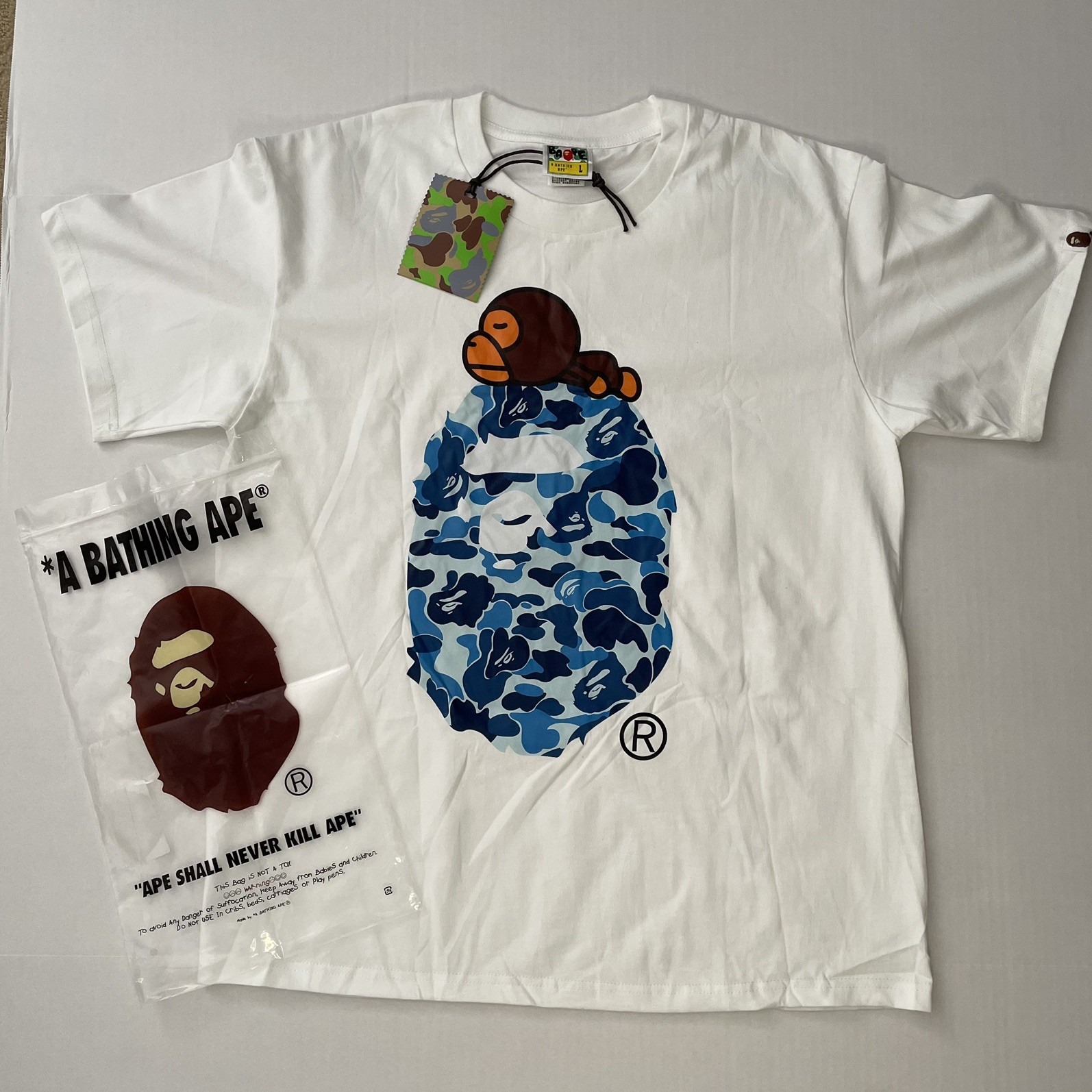 A Bathing Ape BAPE Blue Ape Tee Men’s Cotton