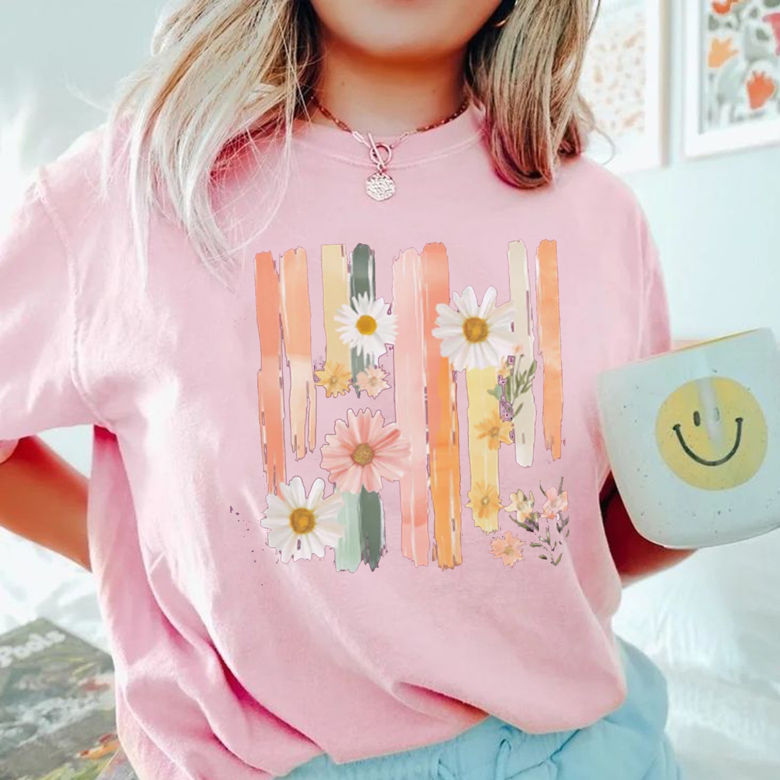 Floral Brushstroke Shirt, Vintage Botanical Graphic Tee, Aesthetic Flower Tee