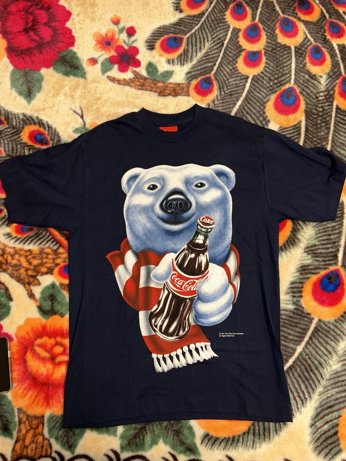 Vintage Coca Cola Polar Bear T-Shirt Size XL 1995 Blue Single Stitch 90s