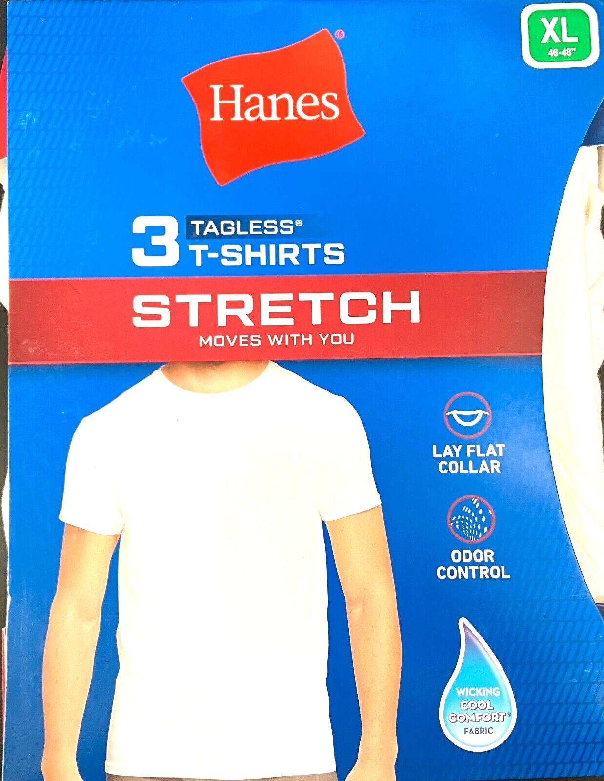 Hanes Men’s T-Shirt Size XL Solid White Crew Neck Tagless Short Sleeves 3 Pack