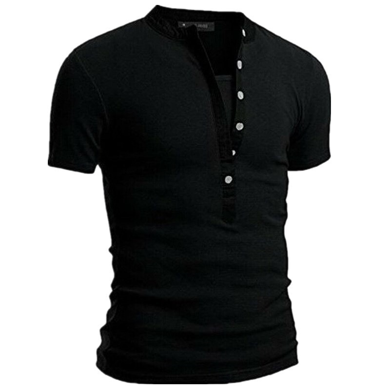 Men’s Muscle Slim Henley Shirts Crewneck Longline Athletic Gym Workout