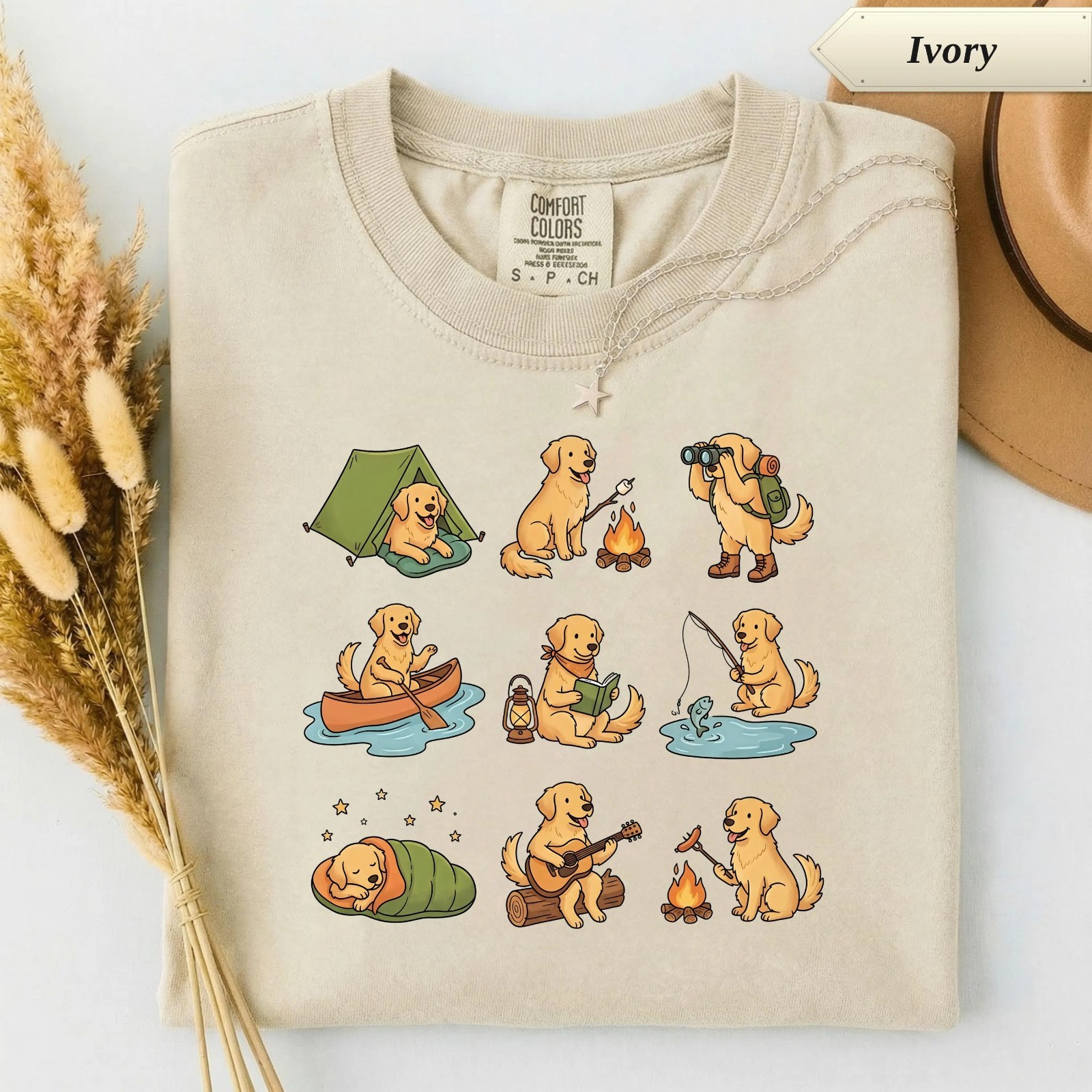 Golden Retriever Camping Shirt, Nature Lover Gift, Dog Mom Gift T-Shirt
