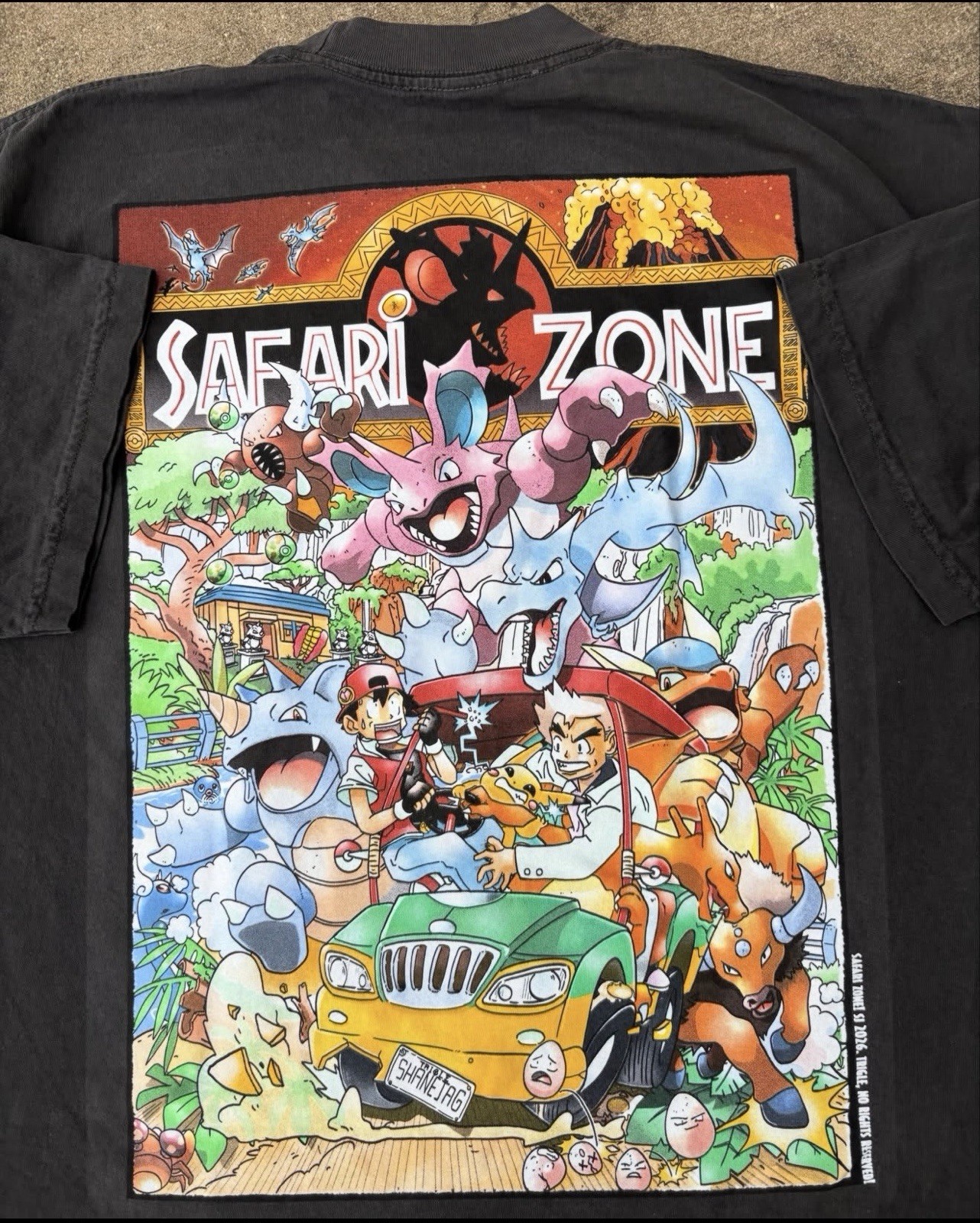 Pokemon Safari Zone Pikachu Charizard Nidoking T-Shirt Shanejag XL Rare New