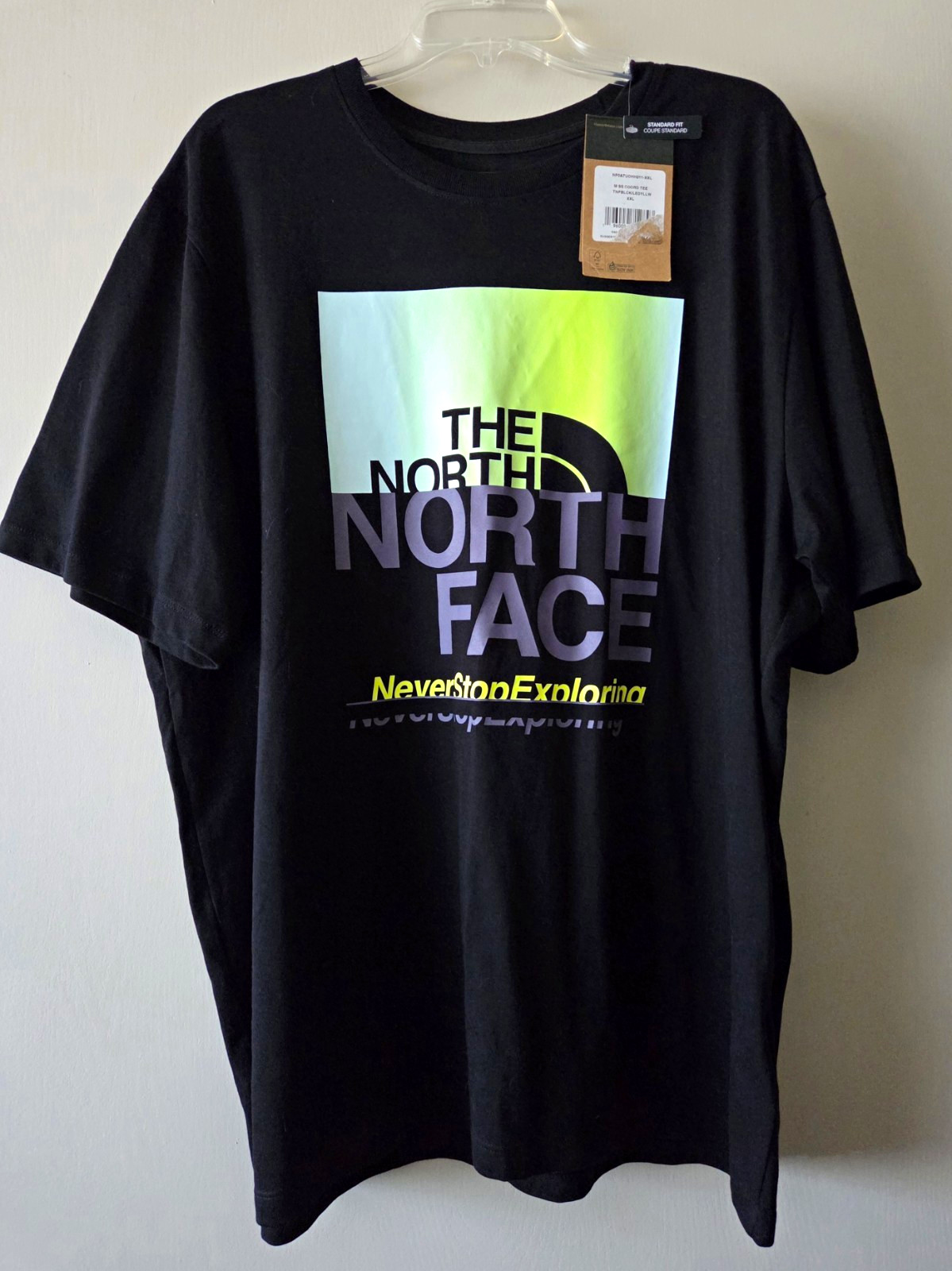 The North Face Black Cotton Graphic Logo Men’s T-Shirt Standard Fit XXL Crew