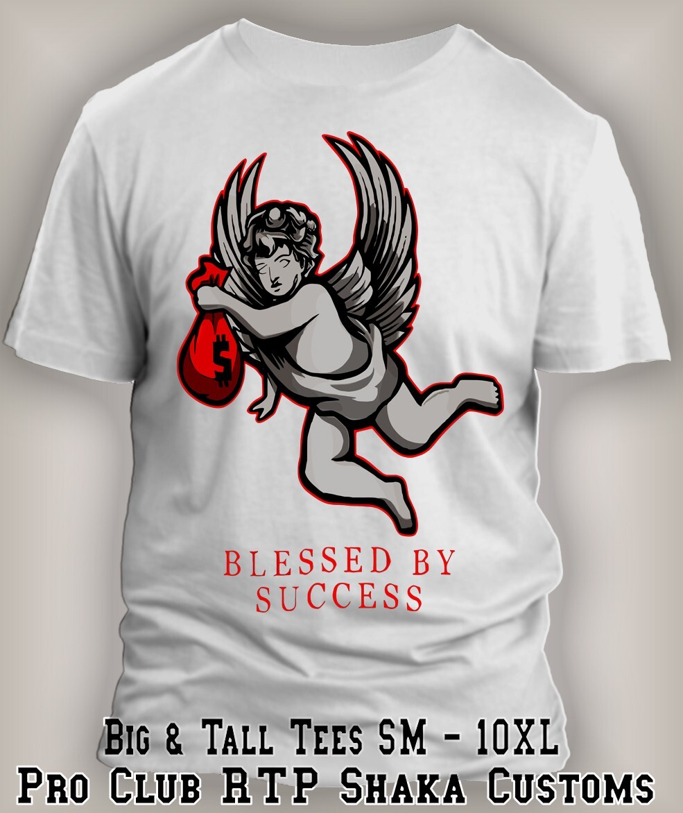 8XL Greystone Big Size Tee Shirt Blessed By Success Angel Sneaker T Streetwear