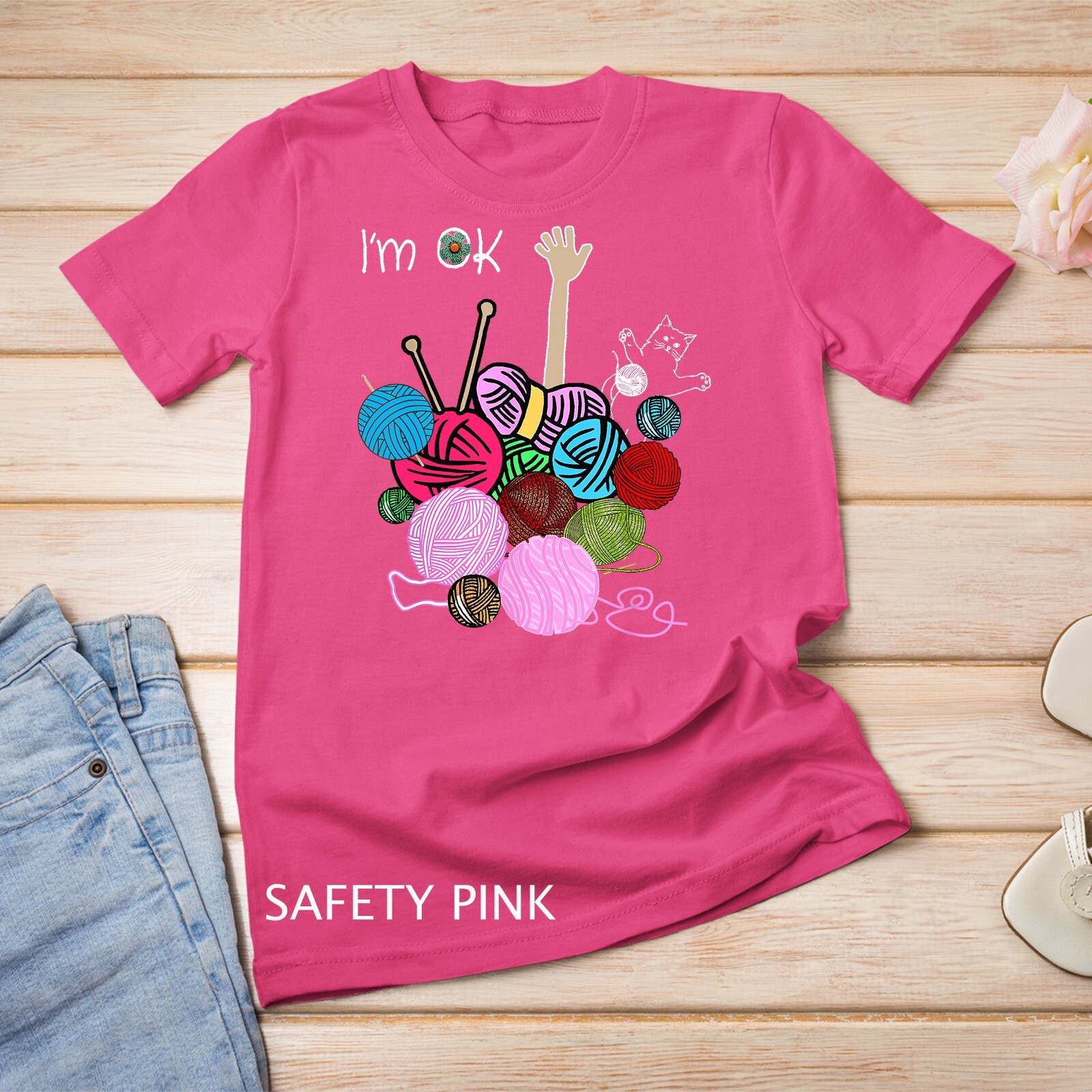 I’m Ok Crochet And Knitting Funny Crocheting T-Shirt Unisex T-shirt