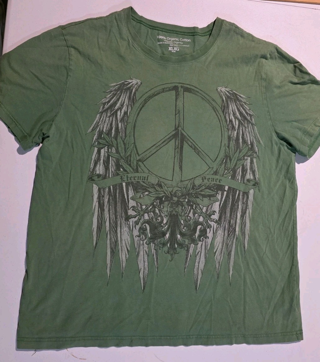 Dreamcatcher Wings Graphic T Shirt Men’s XL Green Organic Cotton Tee
