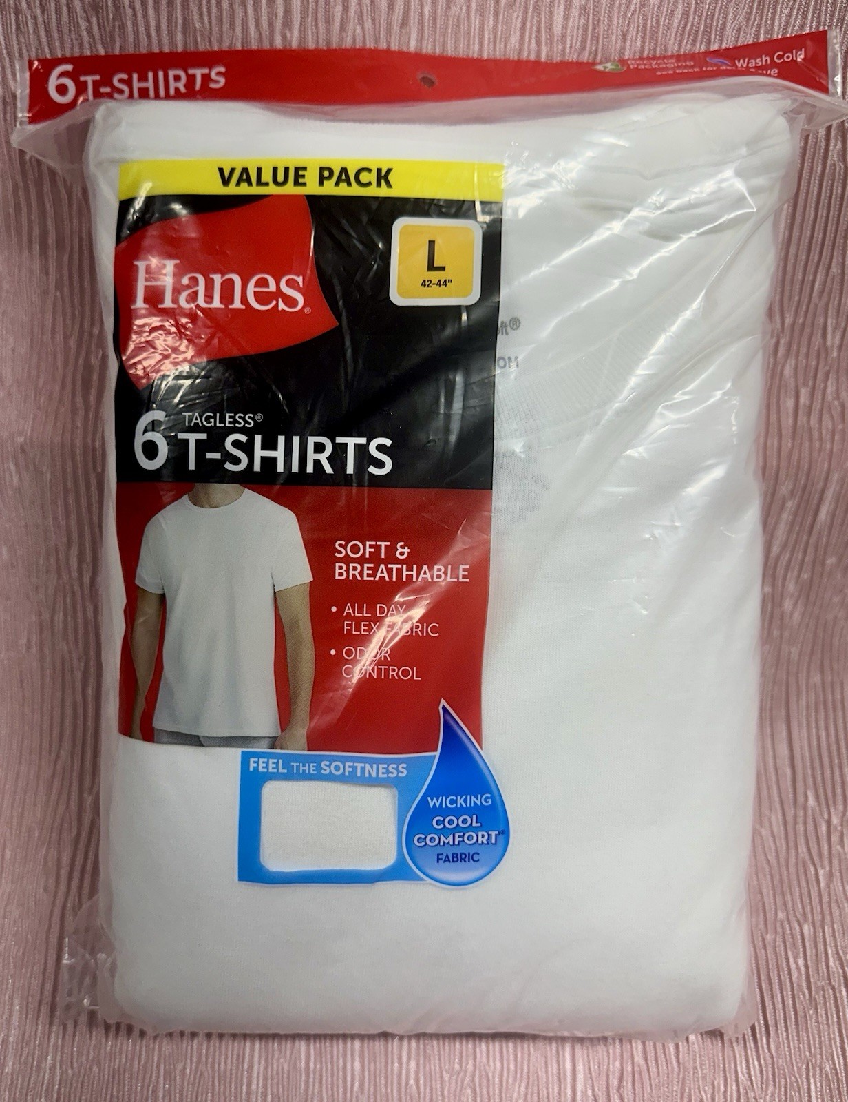 B62 Mens Cotton Moisture-wicking Crew Tee Undershirts White – 6 Pack Large