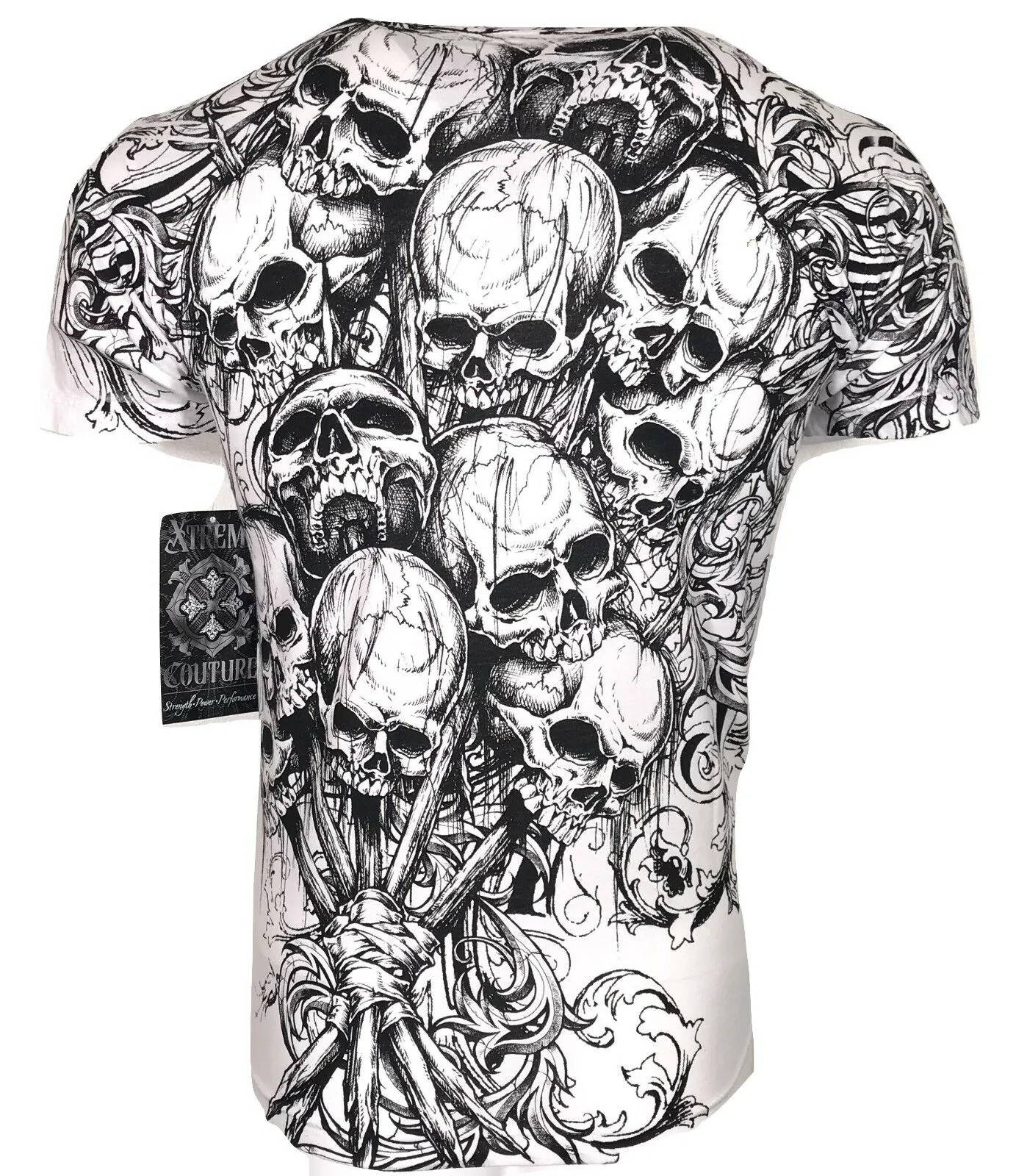 Xtreme Couture by Affliction Men’s T-Shirt ACCUSER Skull Biker