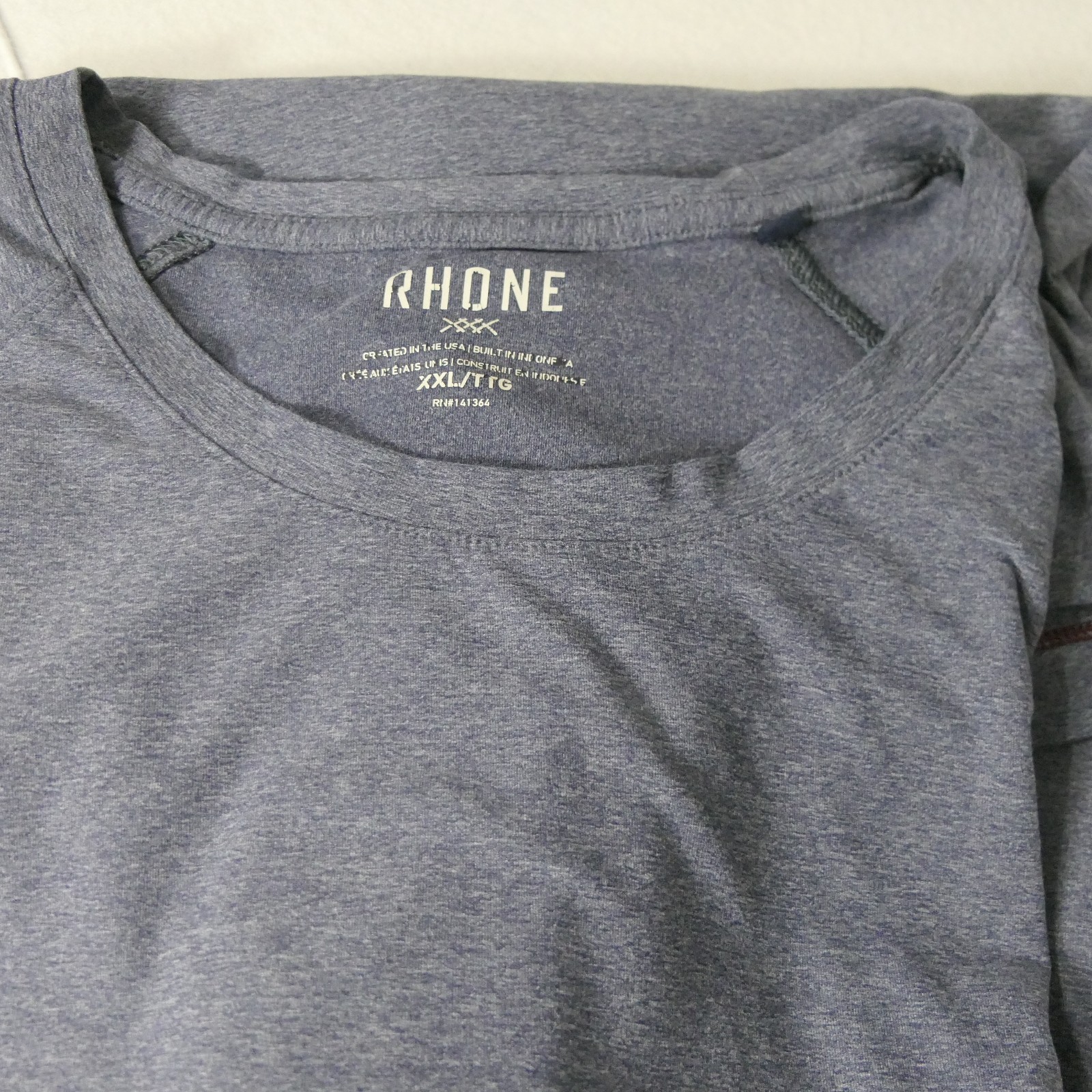 Rhone Reign Men’s T-Shirt Blue XXL Performance Athletic Anti-Odor UPF50+ US Made