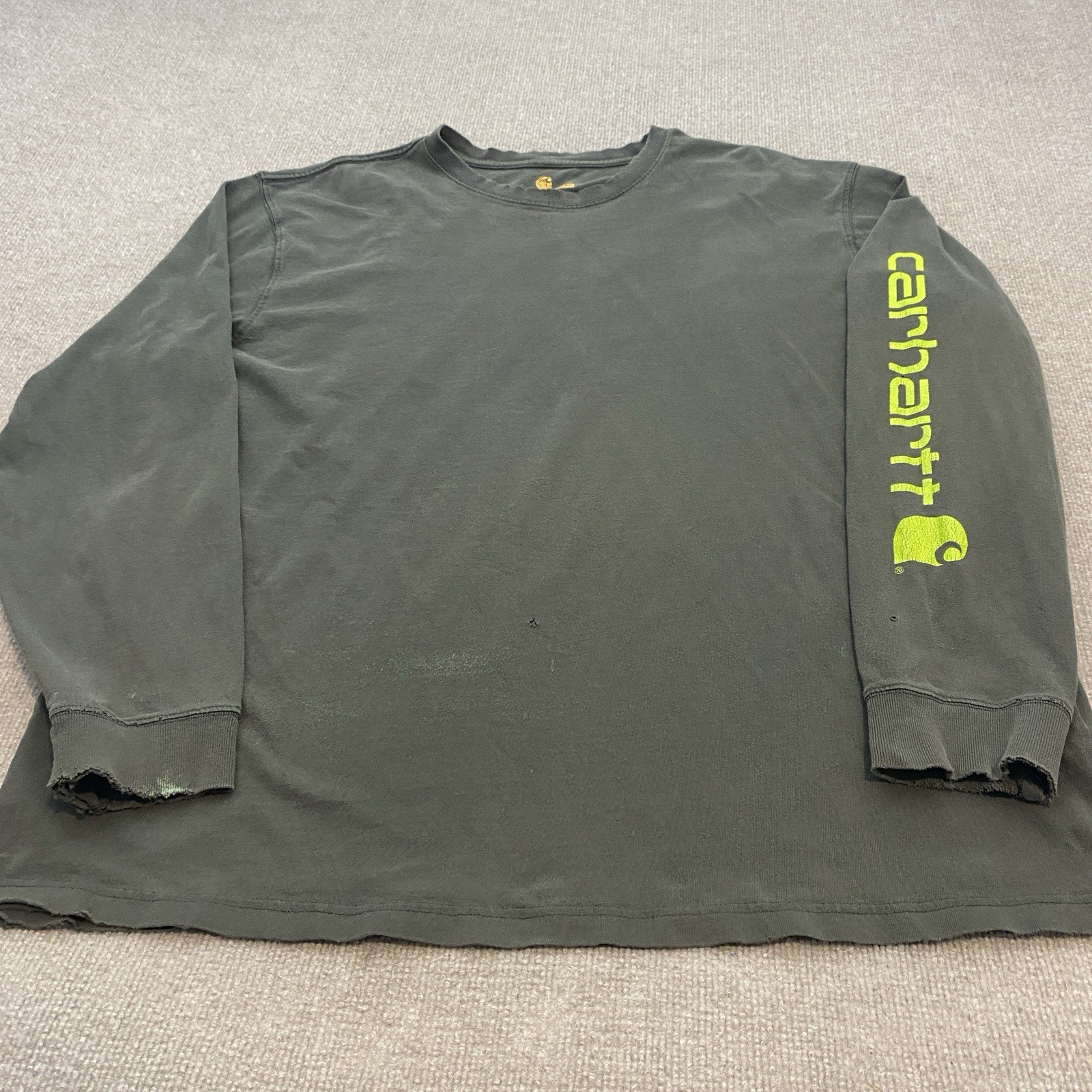 Carhartt Shirt Men XL Green Distressed Loose Fit Grunge Pocket Workwear K231