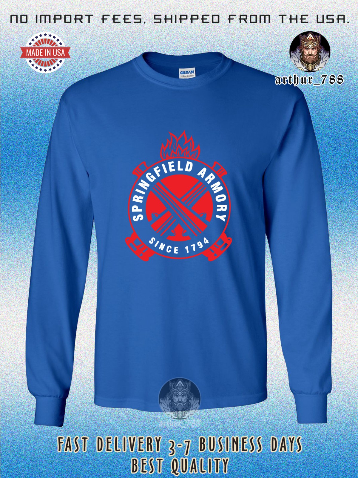 Springfield Armory Since 1794 Men’s Long Sleeve T-Shirt American Size T-Shirt