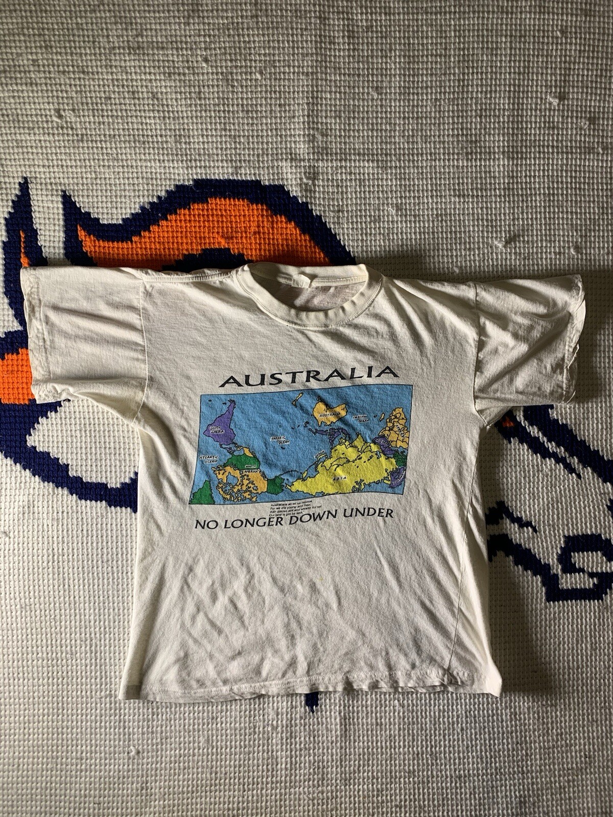 Vintage Australia T-Shirt S Tight Funny Australia Not Longer Down Has Flaws!!