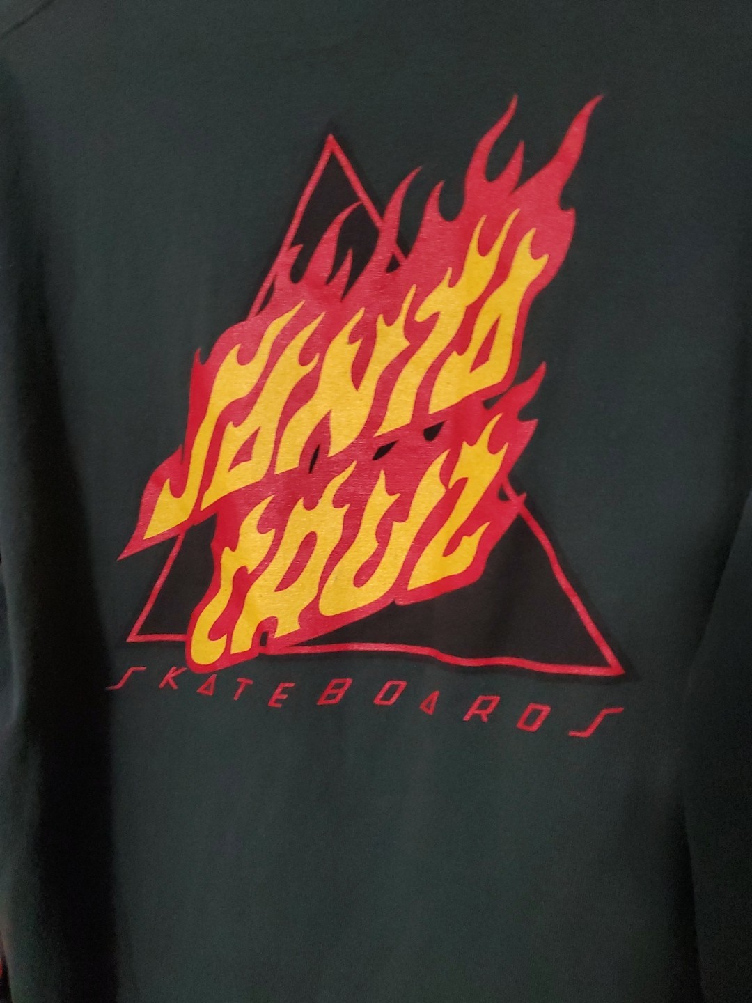 Santa Cruz Skateboards Longsleeve Green Flame Logo Large Shirt