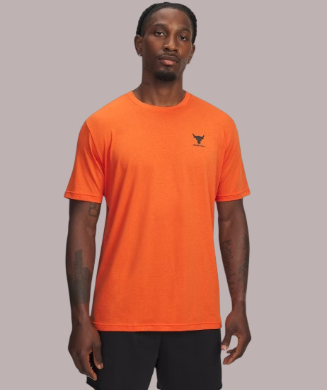 Under Armour Men’s Project Rock Simple Branded Sz L / XL Orange T Shirt New