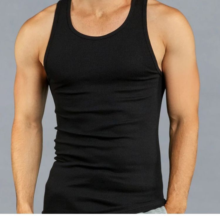 Knocker Men’s 3 pc Tank Top Undershirts A-Shirt- Black