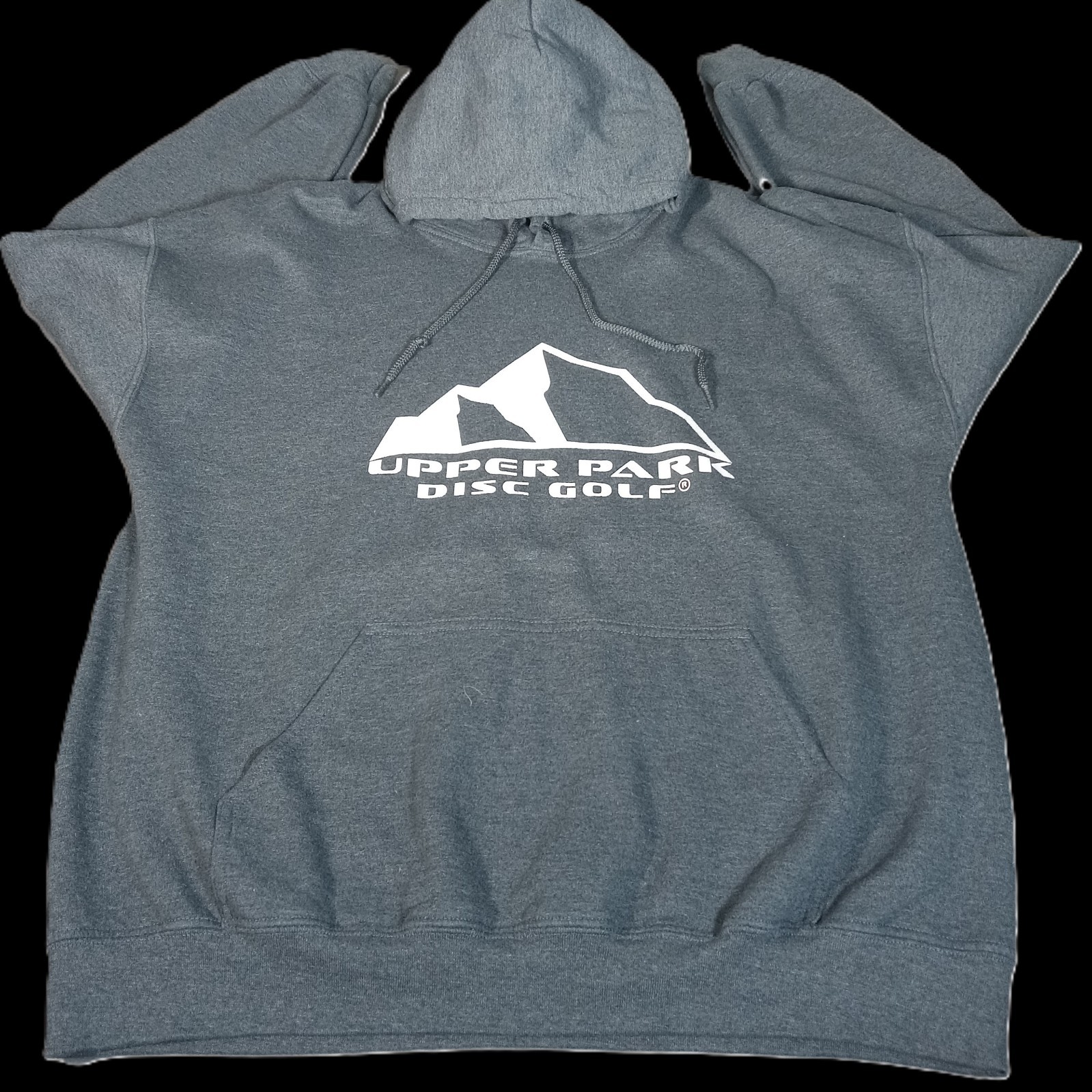 Upper Park Disc Golf Gildan Pullover Hoodie Mens XL Gray Graphic Athletic