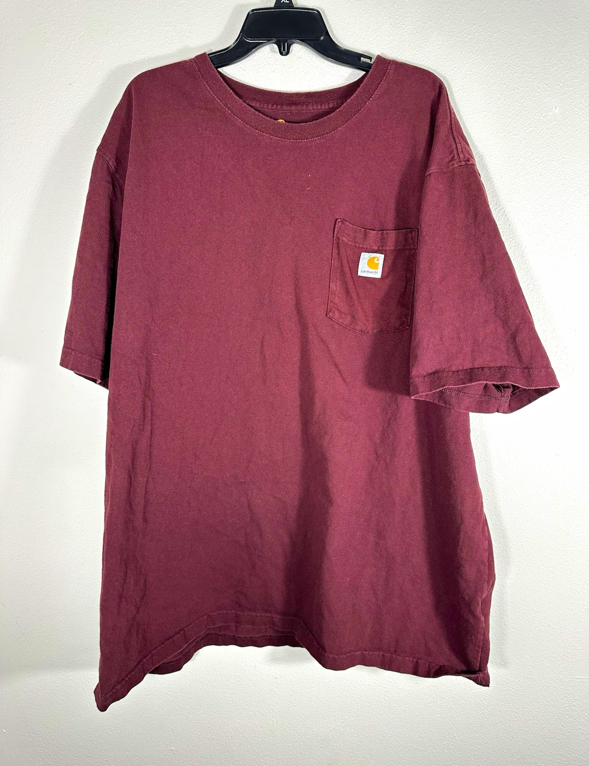 Carhartt Pocket T-Shirt Mens 2XL Burgundy Original Fit Heavyweight Cotton Tee