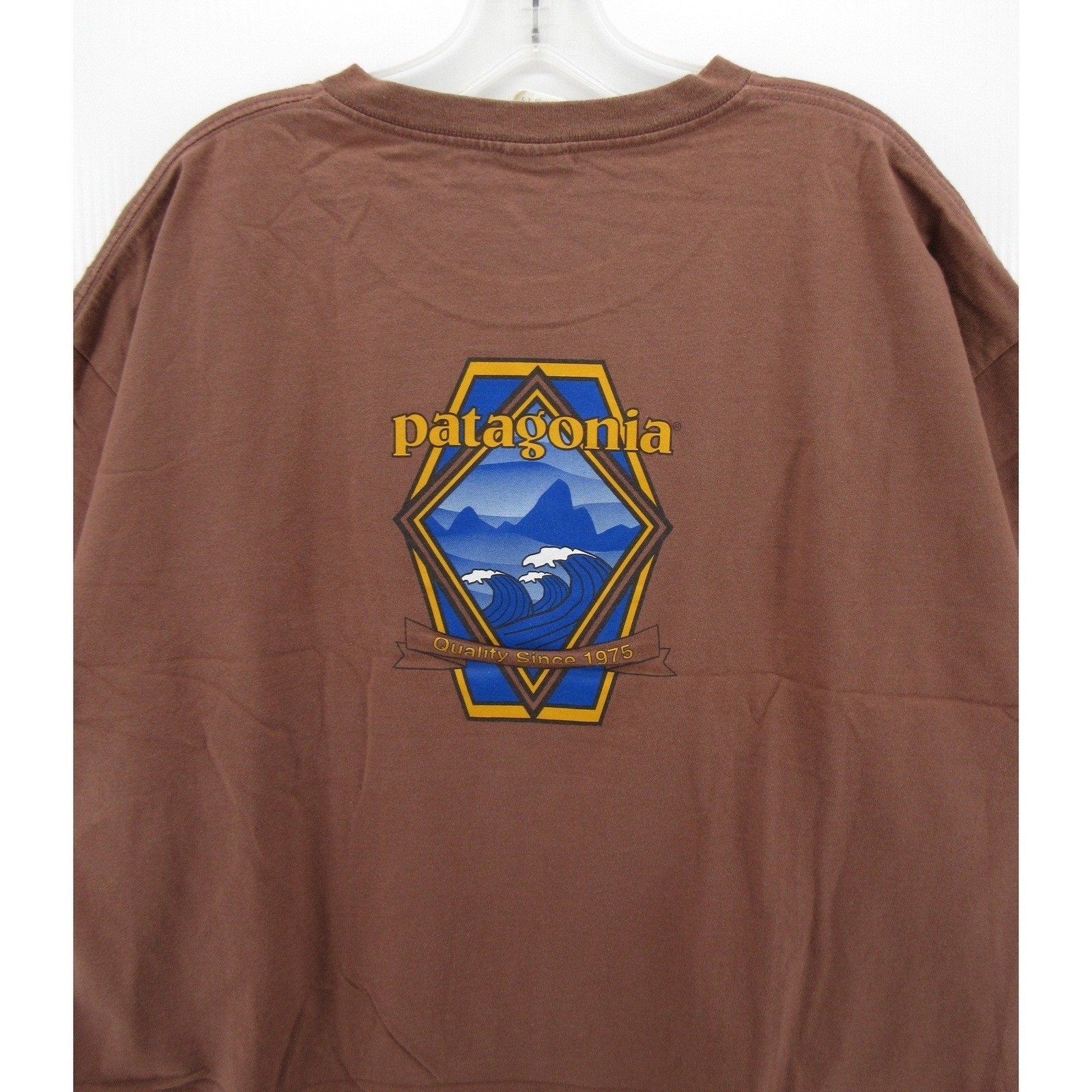 VINTAGE Patagonia Shirt Men XL Brown Beneficial T Graphic Organic Cotton Y2K