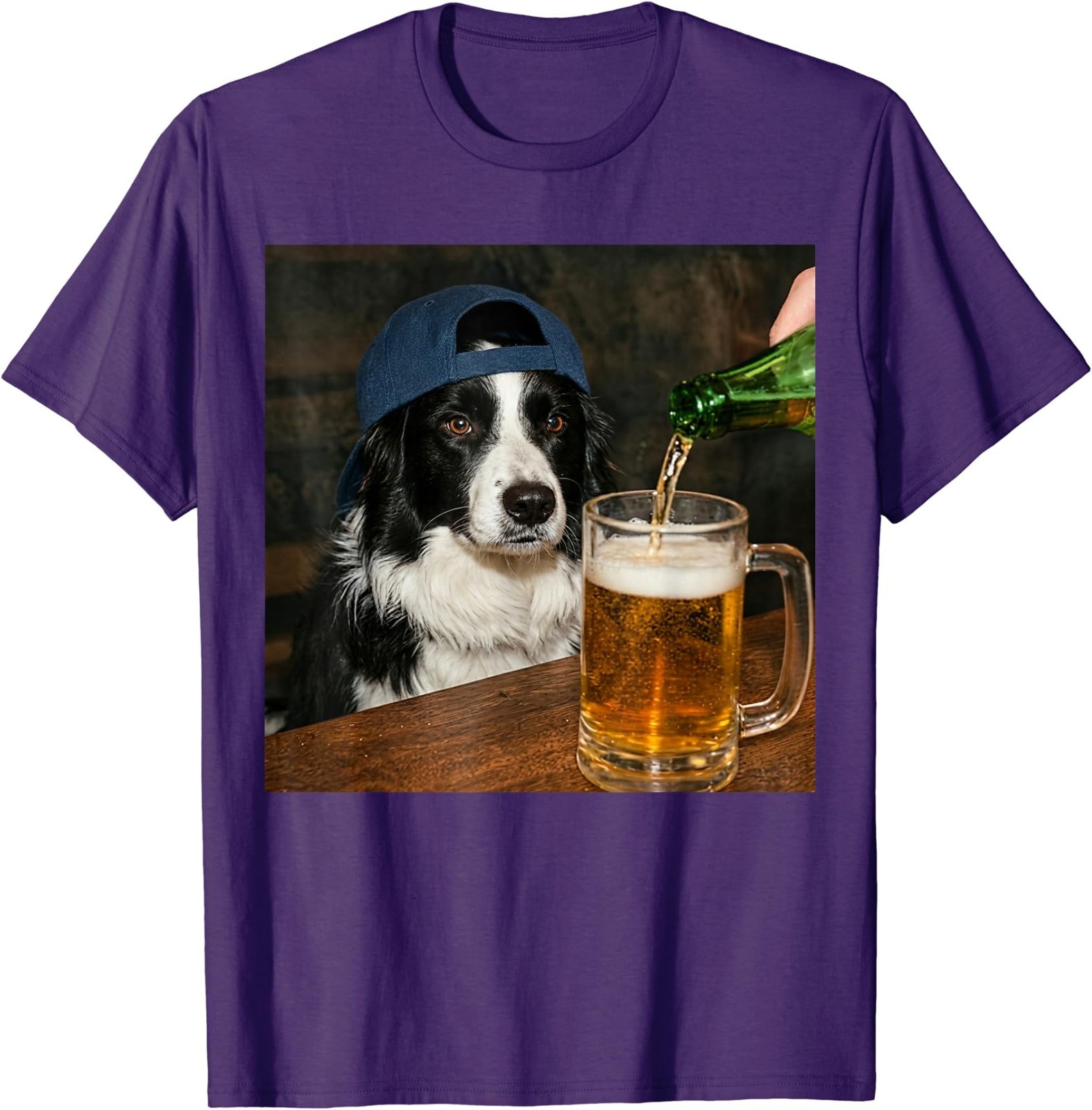 Border Collie Drinking Beer Funny Dog Meme T-Shirt
