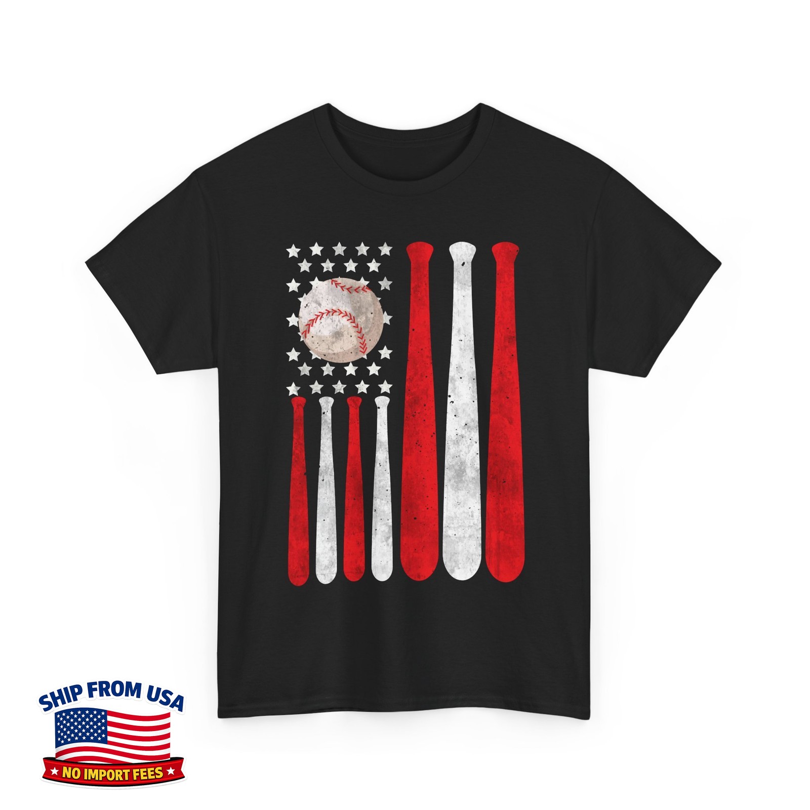 American Flag Baseball Sports Fans Baseball Lovers Unisex T-Shirt