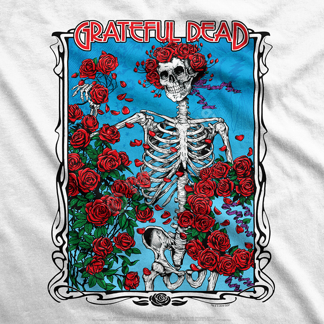 GRATEFUL DEAD-BERTHA WHEEL & ROSES-SYF-2 Sided T-SHIRT S-M-L-XL-XXL Garcia,Wier