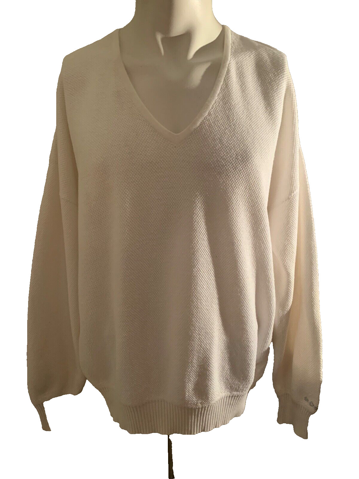Saint Croix men’s all seasons knit shirt heart shaped necklines color white L