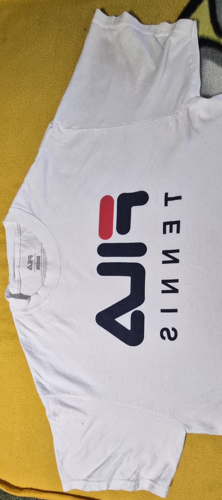 FILA Tennis Graphic Logo White Men’s L/G Cotton Jersey Crew Neck T-Shirt