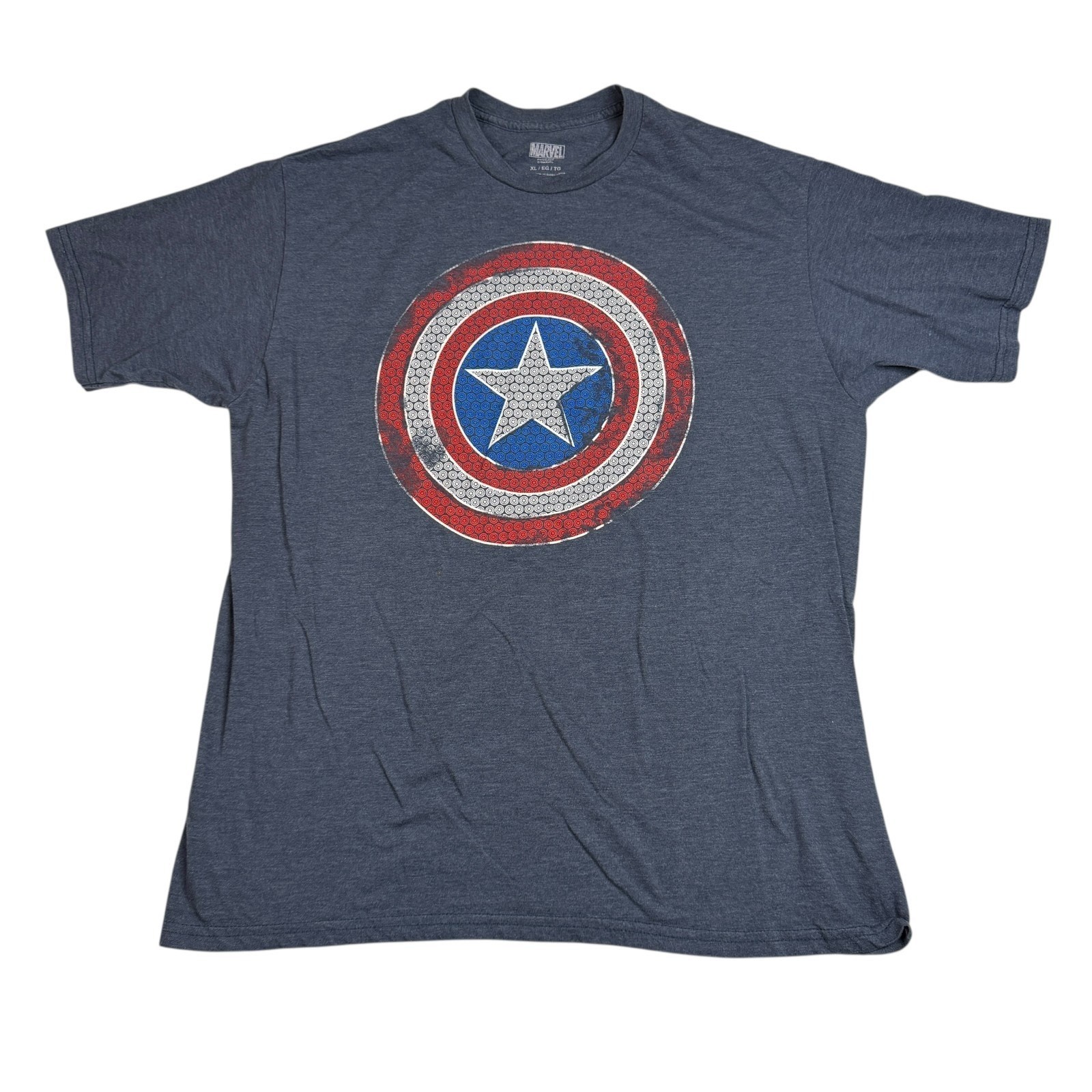 Marvel MCU Captain America Shield Retro Tee T-Shirt Short Sleeve Blue Adult XL