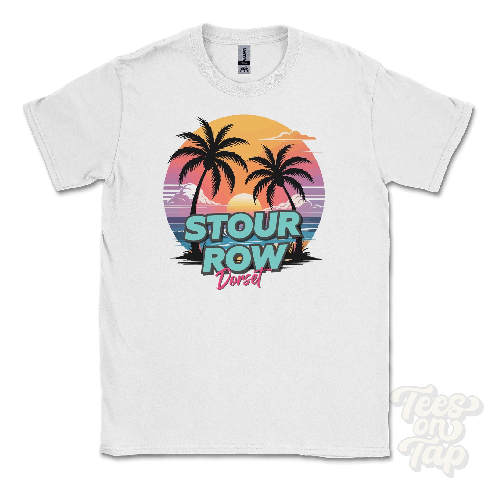 STOUR ROW DORSET T-SHIRT – Retro Miami Style Funny UK Summer Parody