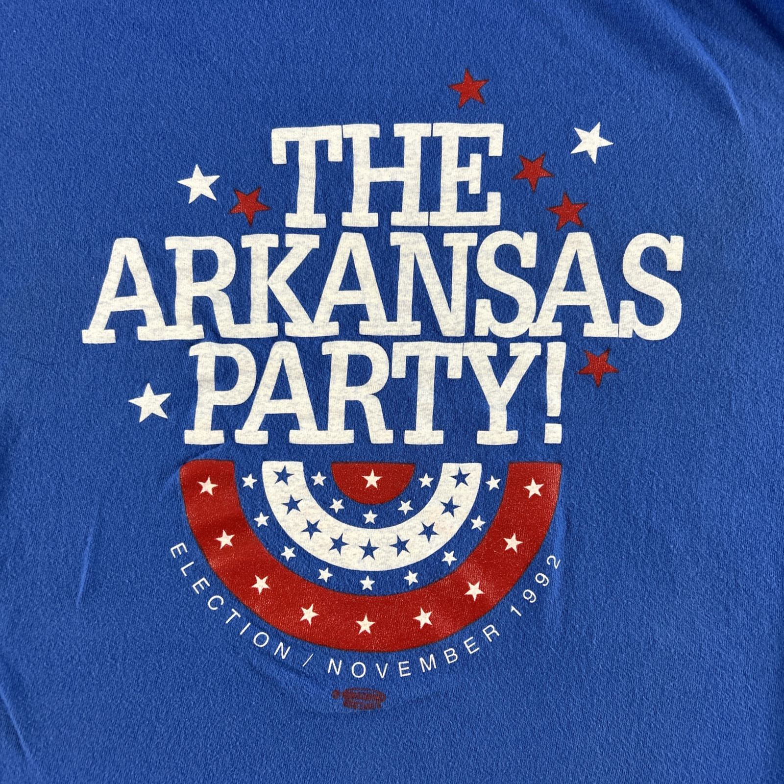 VTG The Arkansas Party Shirt Mens XL Blue Hanes 1992 Election Bill Clinton #8281