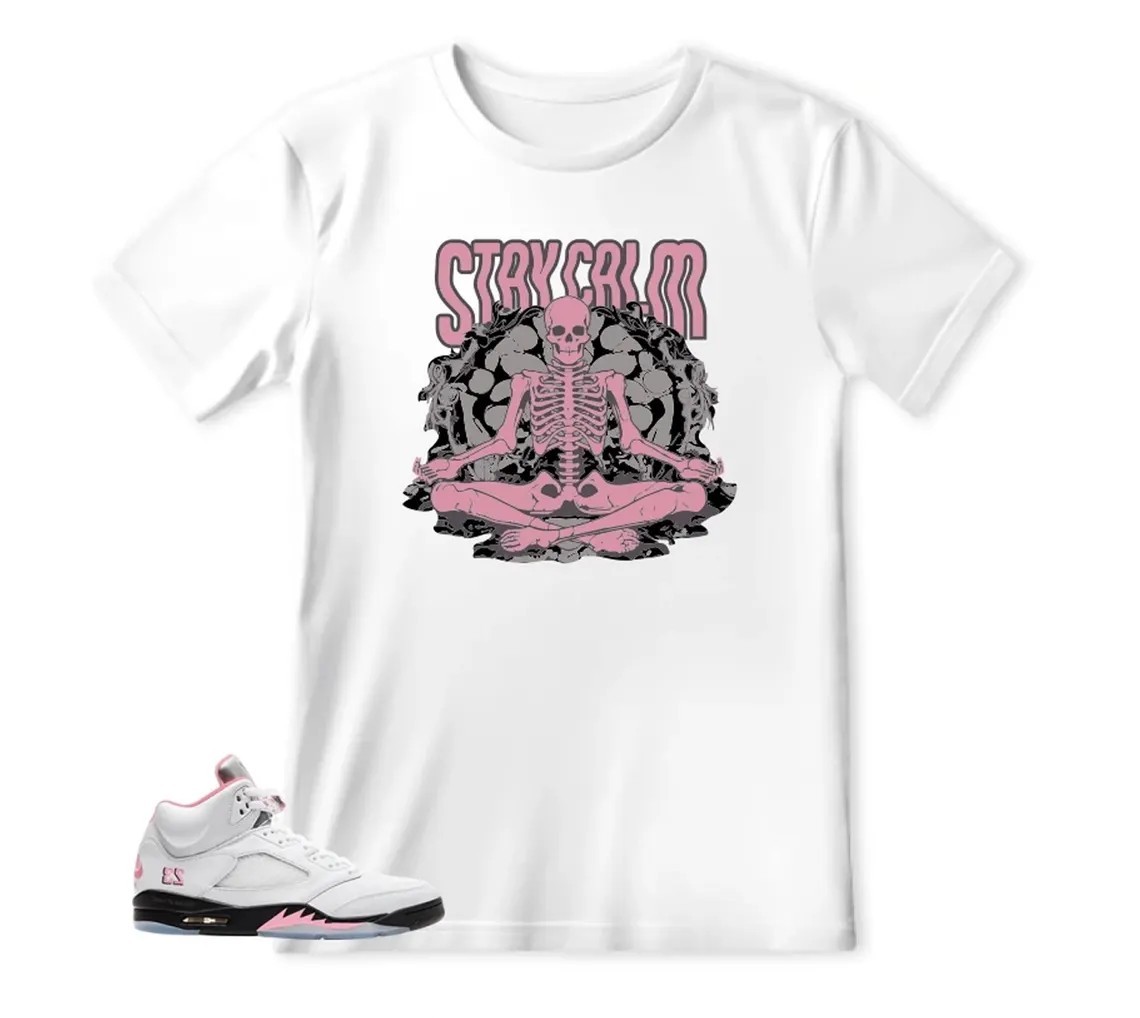 Sneaker Tees Shirt To Match Retro 5 Soft Pink AJ5, BLACK/WHITE