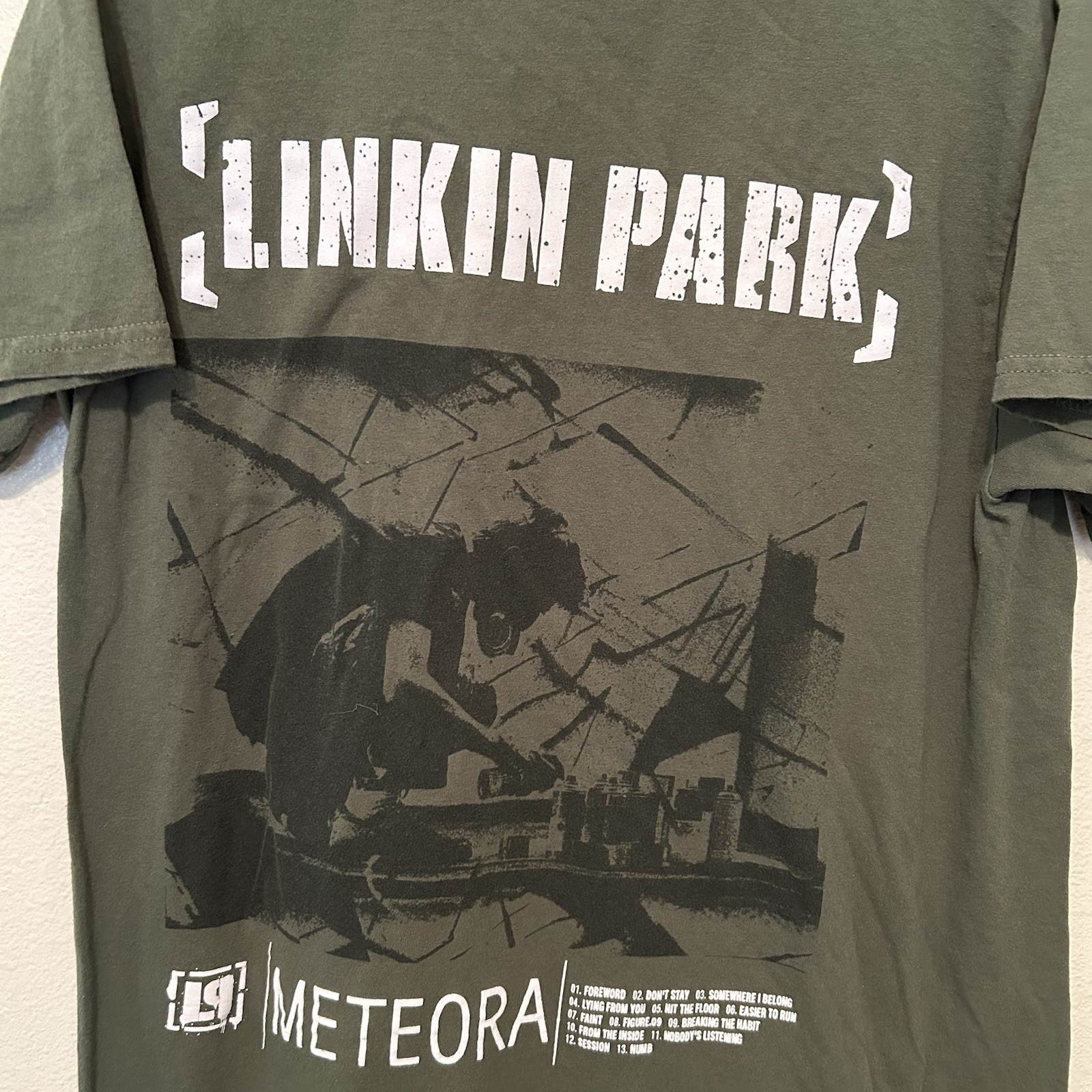 Linkin Park Meteora Shirt XL Spray Paint Rock Music Green BG31