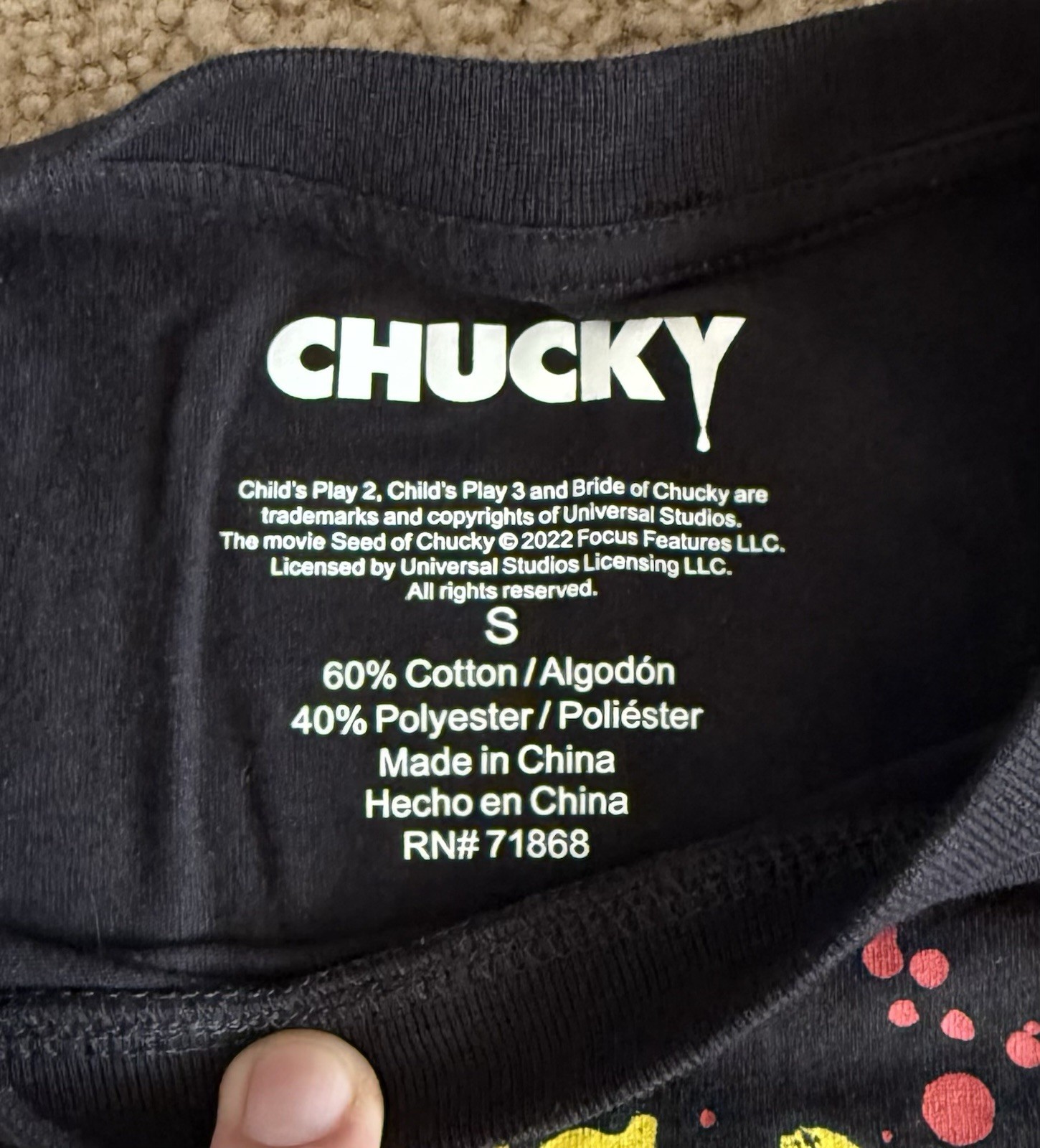 Child’s Play Chucky “Wanna Play?!” Licensed T Shirt Size Small Black