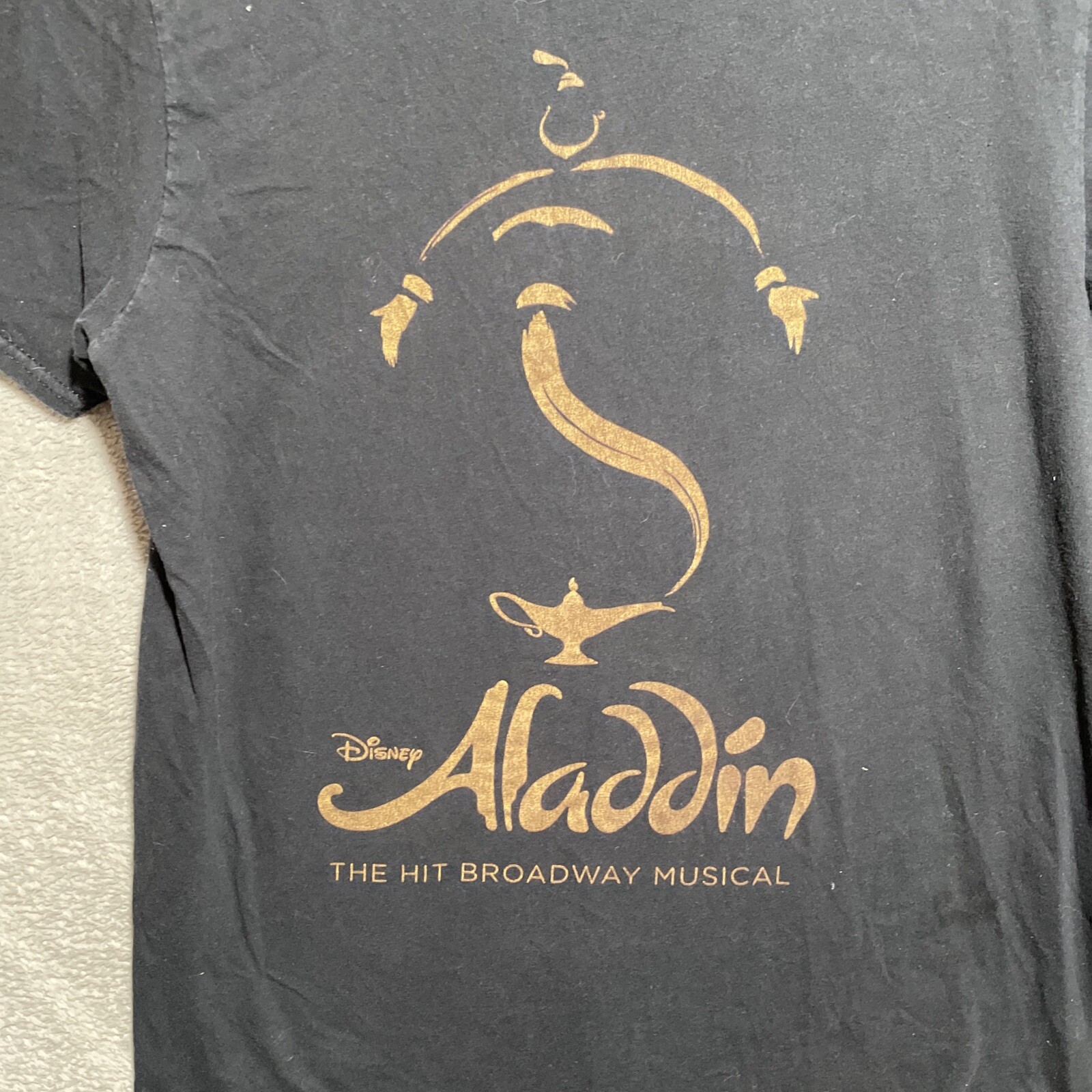 Disney Adult Aladdin Play Shirt Geometric Black Medium Cotton Short Sleeve