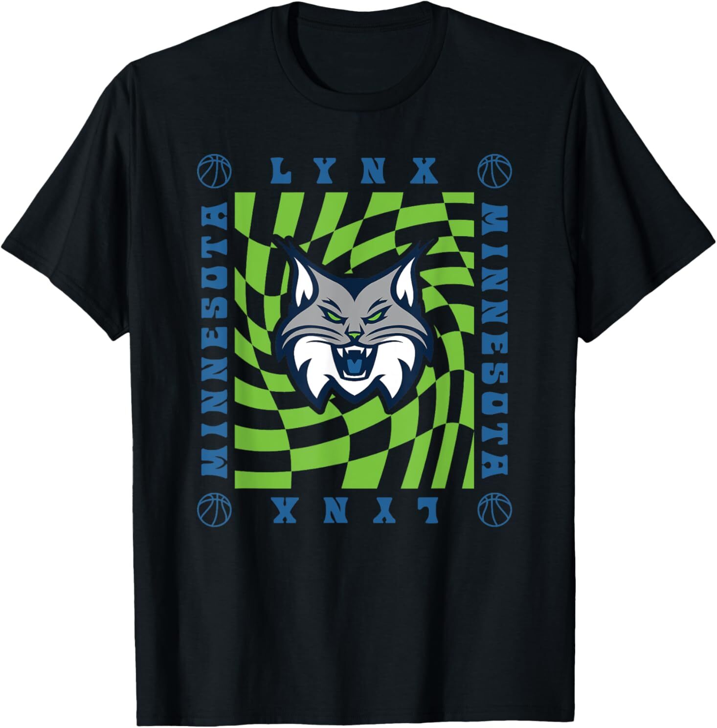 Minnesota Lynx Retro Wavy Checkerboard T-Shirt For Unisex S-4XL